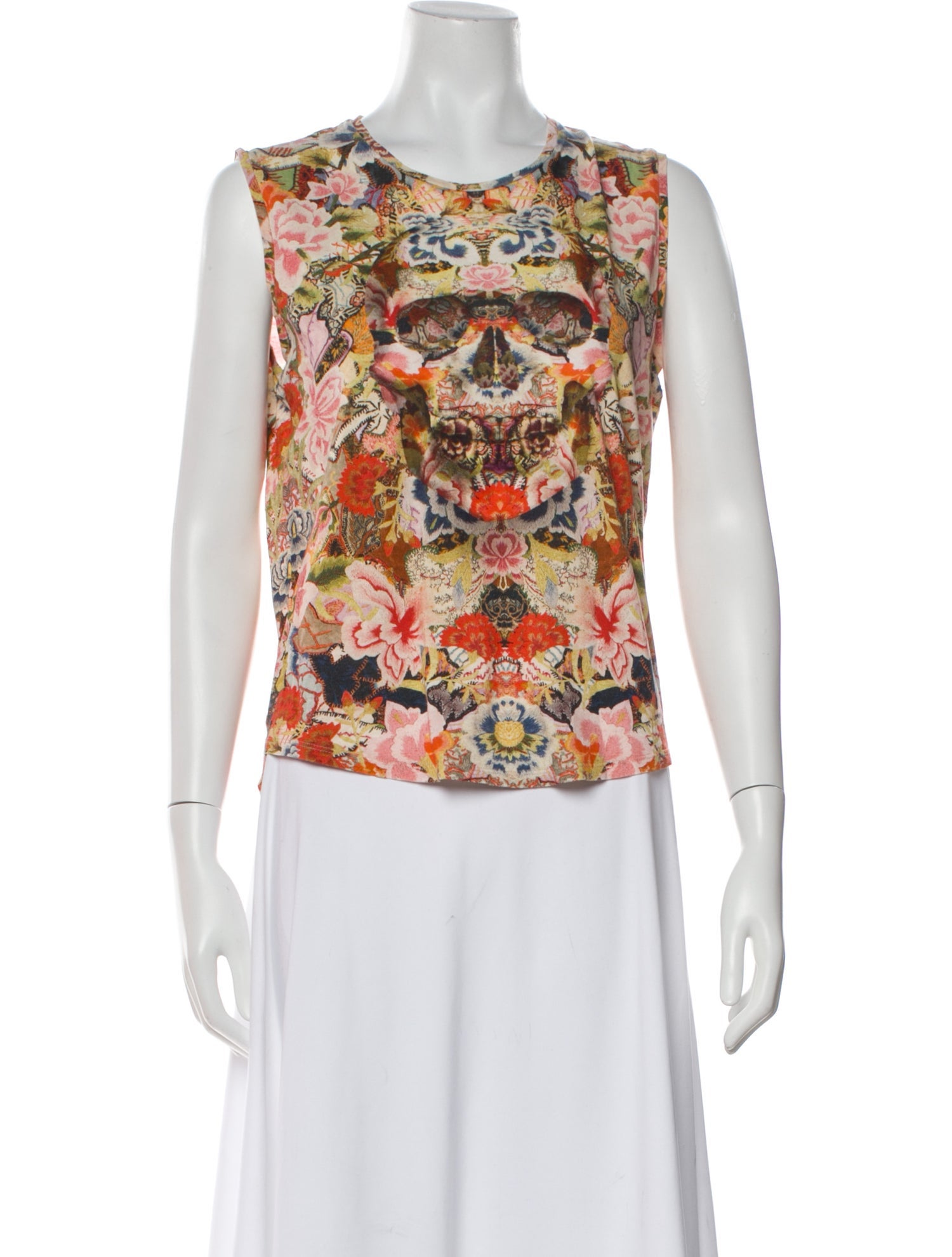 Alexander McQueen Floral Print Scoop Neck Top