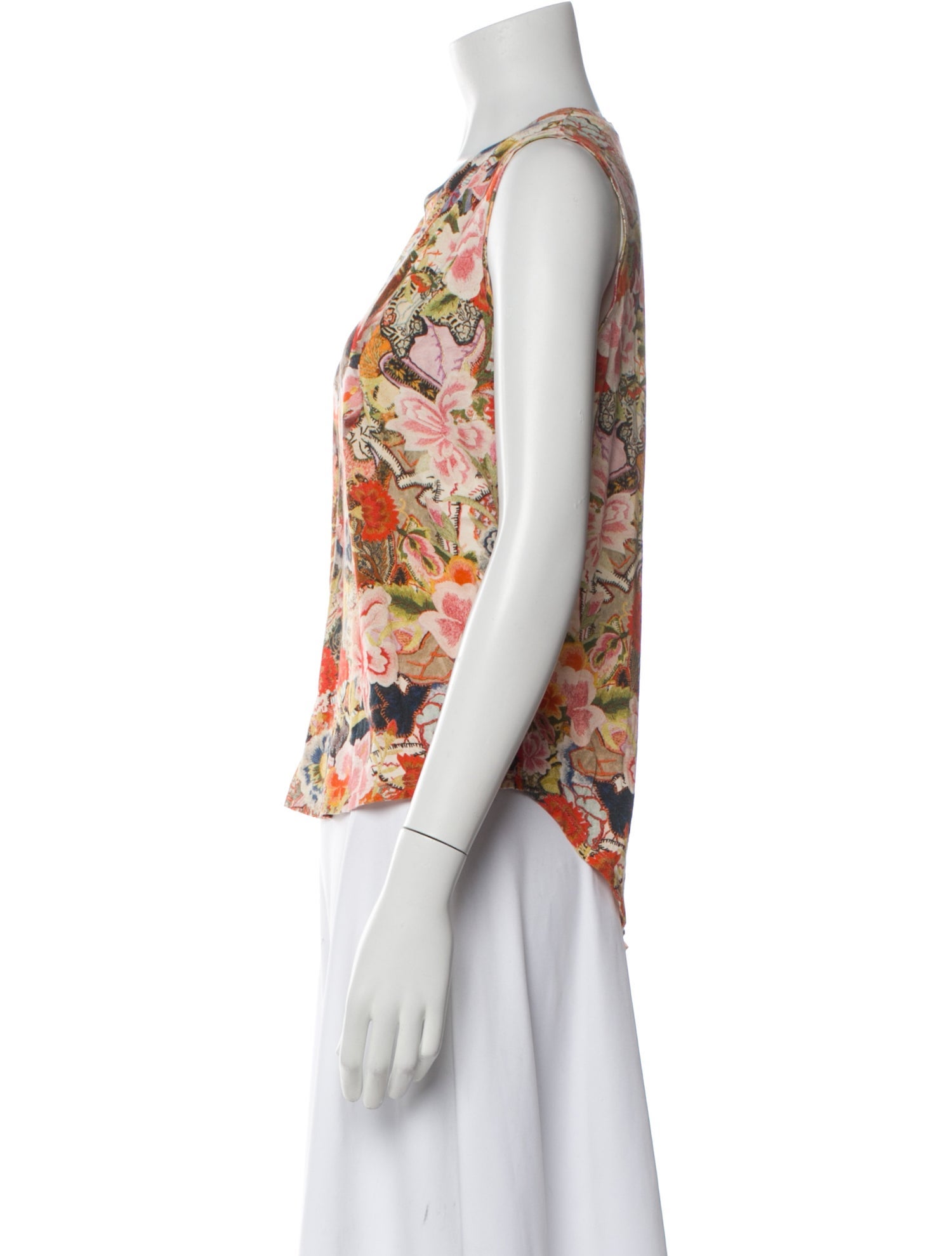 Alexander McQueen Floral Print Scoop Neck Top