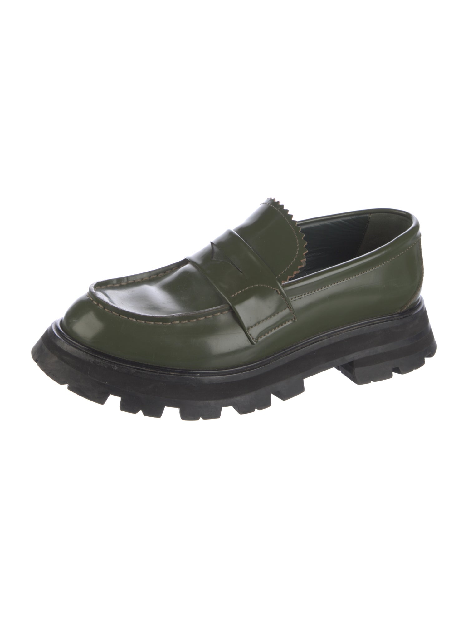 Alexander McQueen Patent Leather Scalloped Accent Loafers