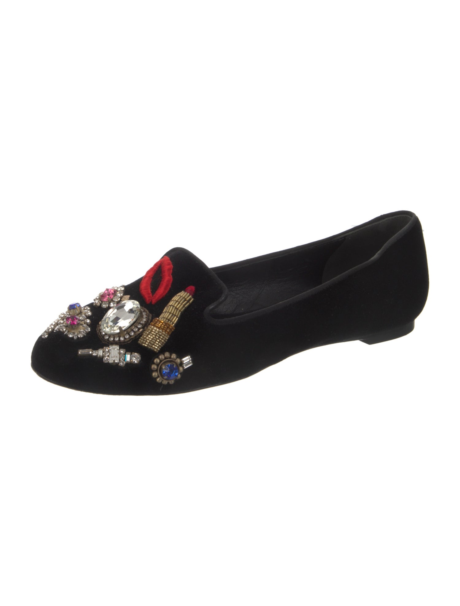 Alexander McQueen Velvet Crystal Embellishments Loafers