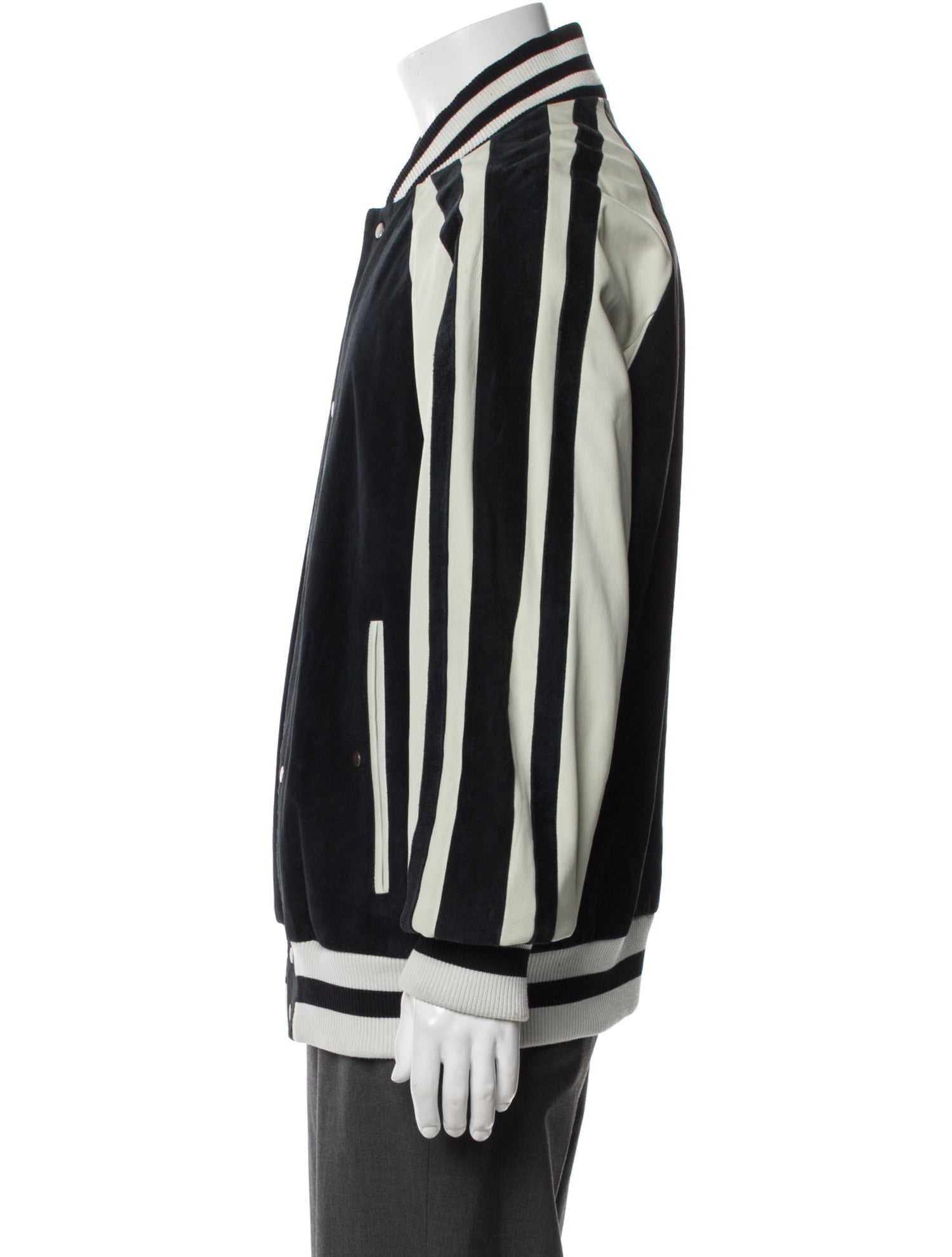 Alexander McQueen Leather Striped Varsity Jacket
