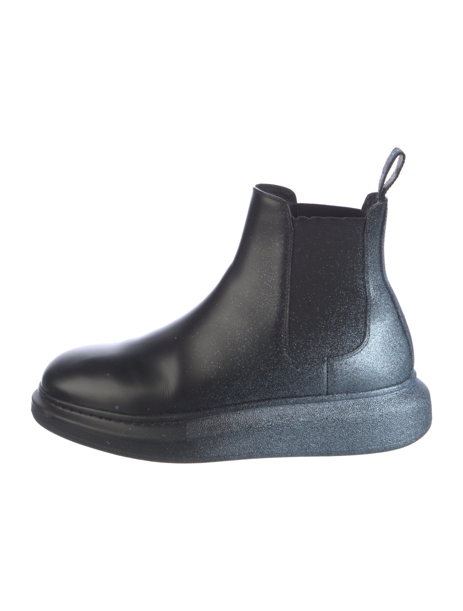 Alexander McQueen Leather Glitter Accents Chelsea Boots