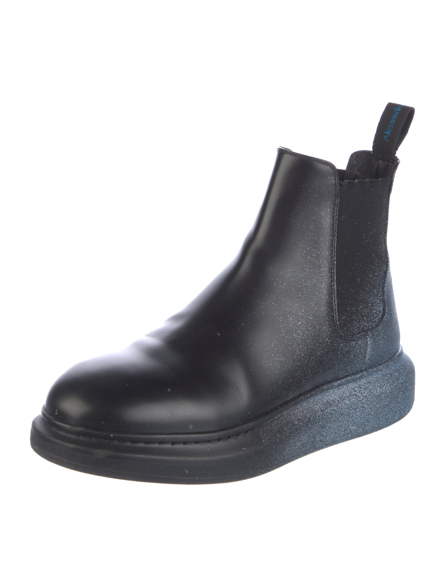Alexander McQueen Leather Glitter Accents Chelsea Boots