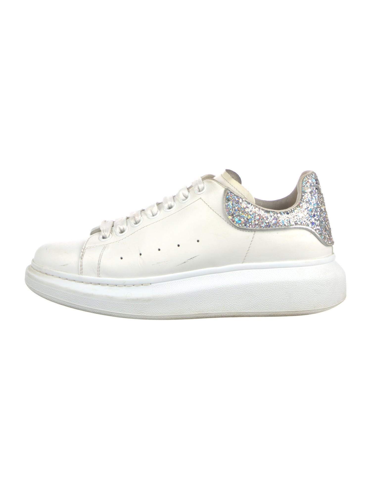 Alexander McQueen Leather Glitter Accents Sneakers