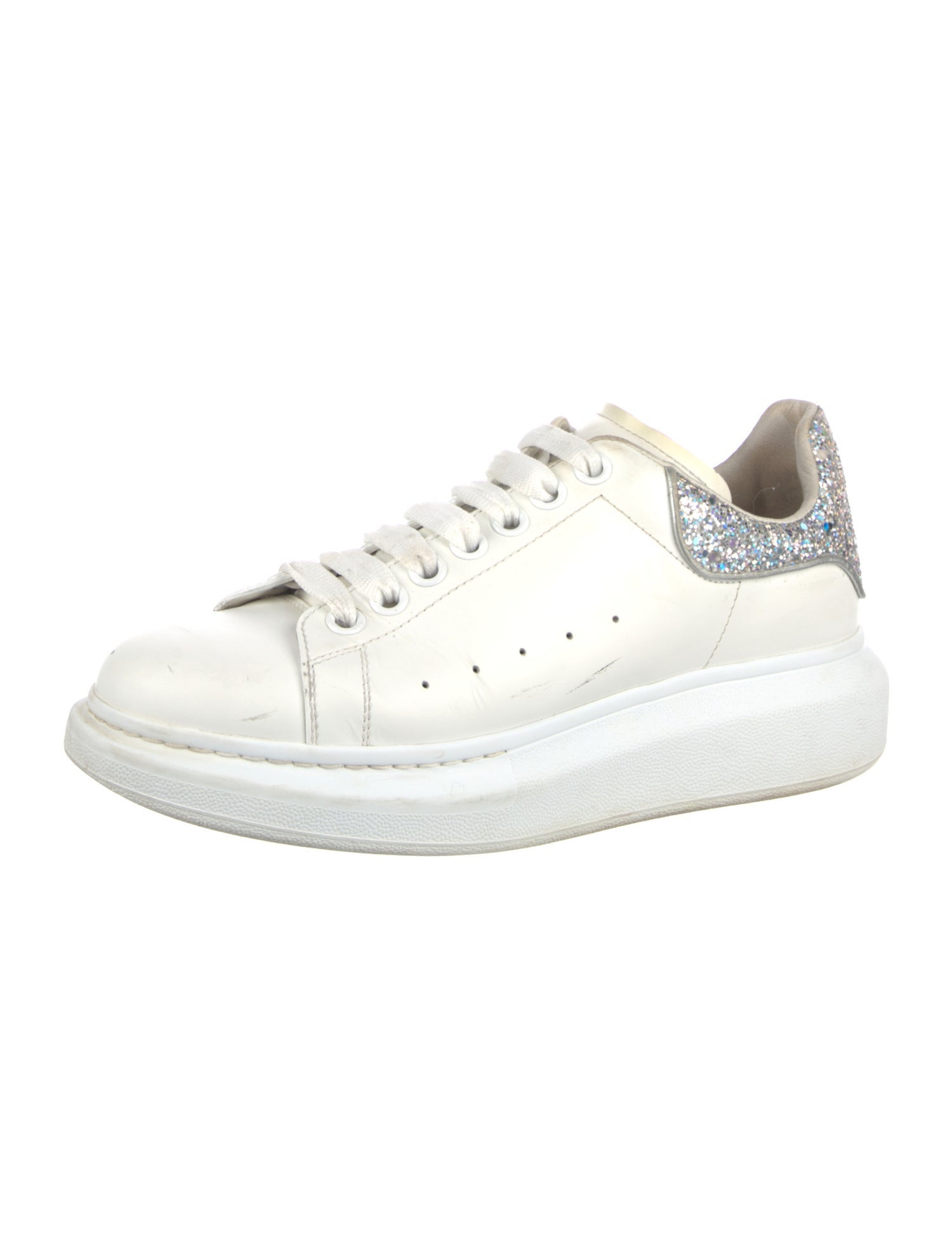 Alexander McQueen Leather Glitter Accents Sneakers