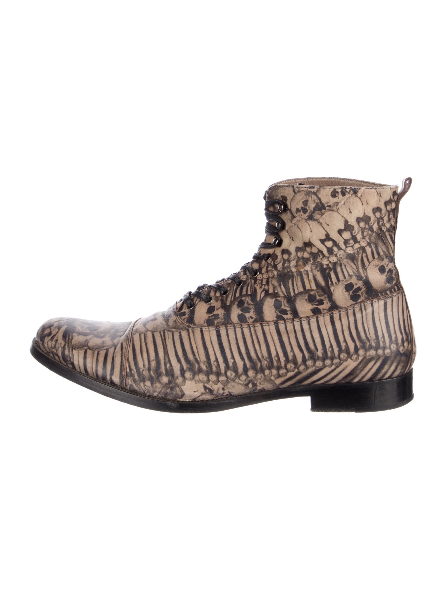 Alexander McQueen Leather Printed Lace-Up Boots