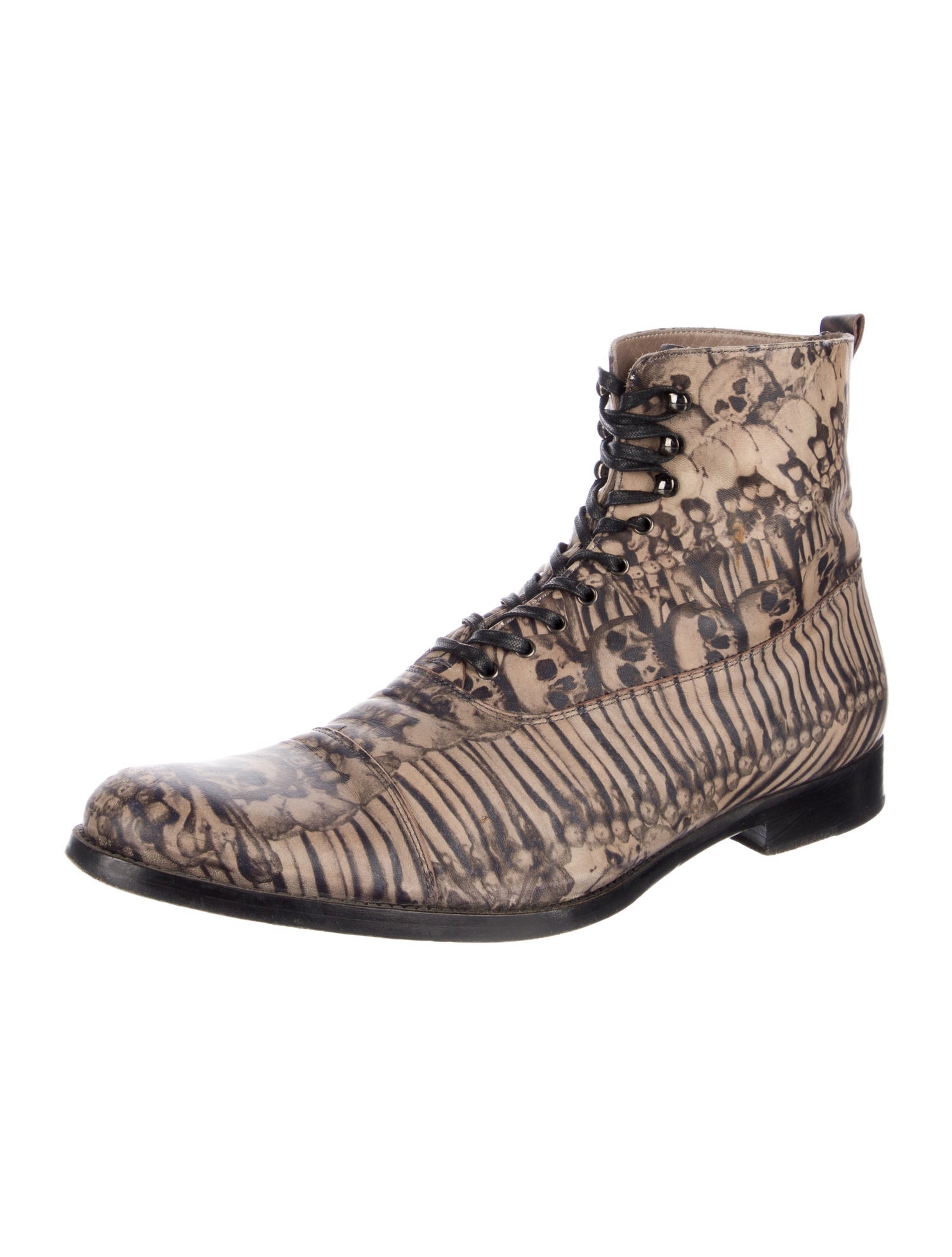 Alexander McQueen Leather Printed Lace-Up Boots