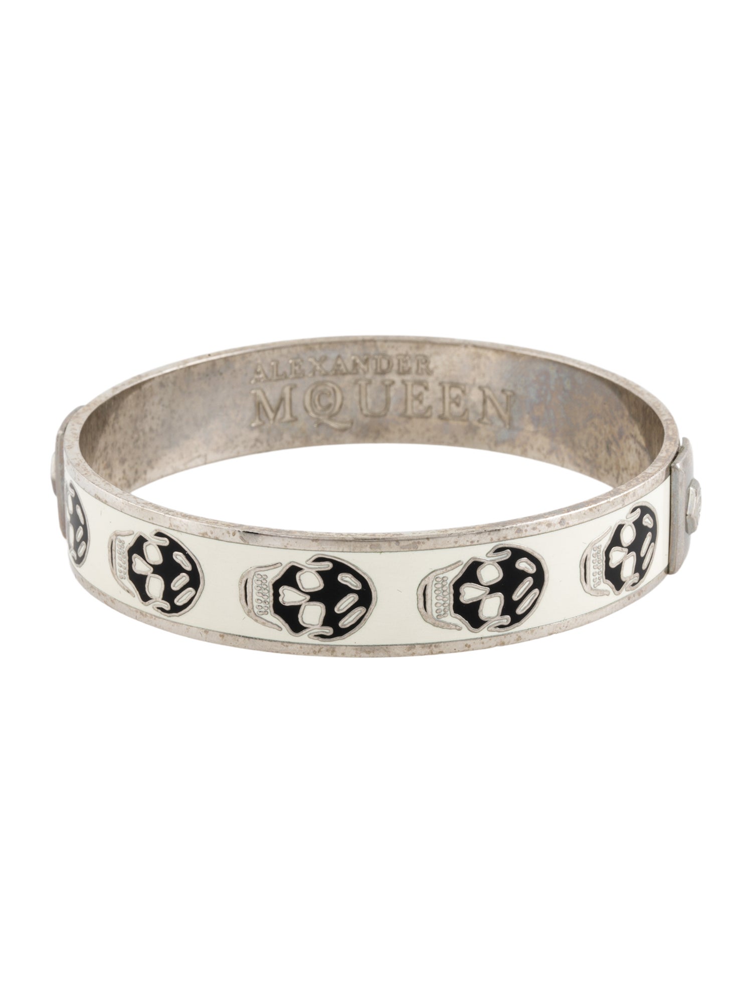 Alexander McQueen Enamel Skull Bangle Bracelet
