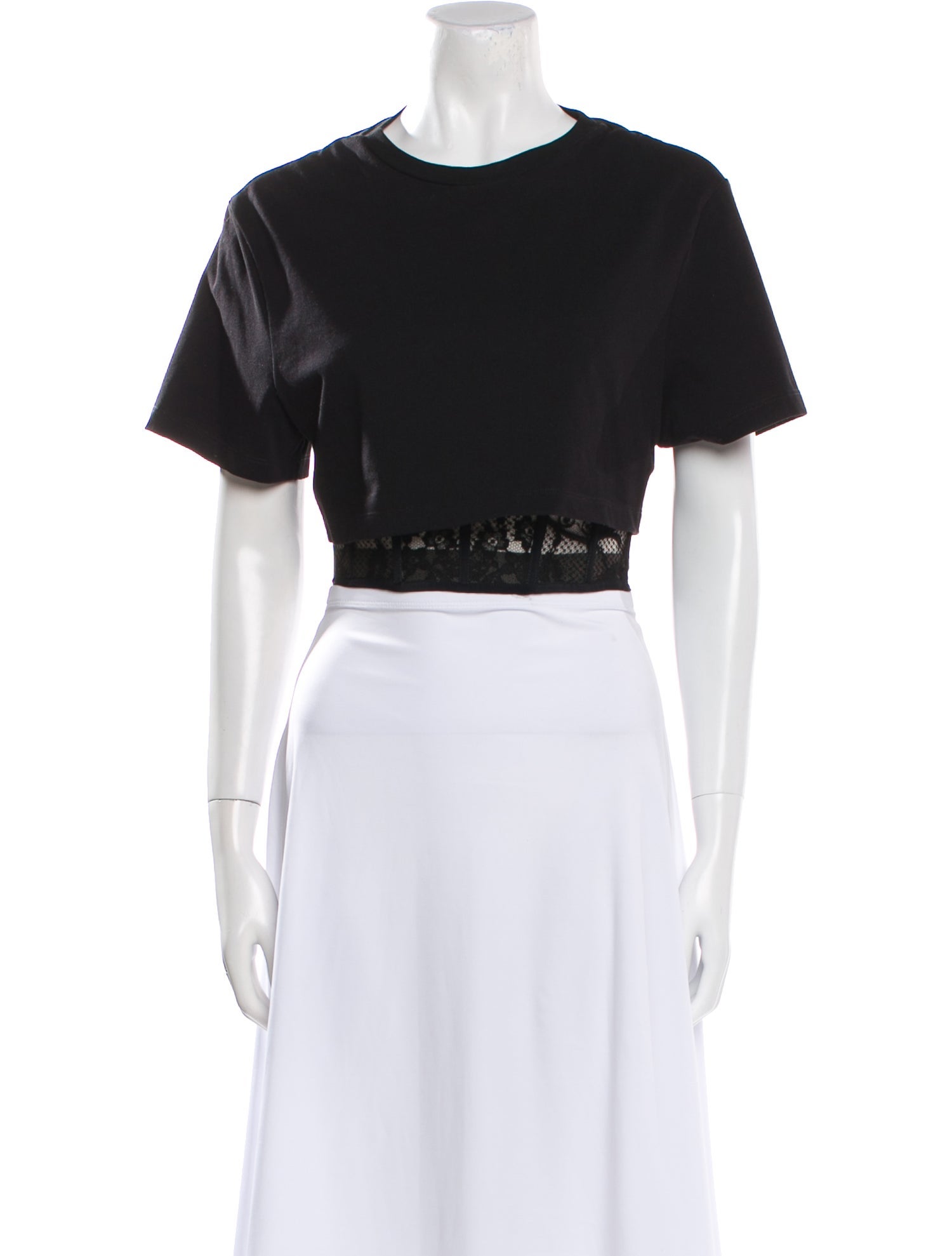 Alexander McQueen Crew Neck Short Sleeve Crop Top