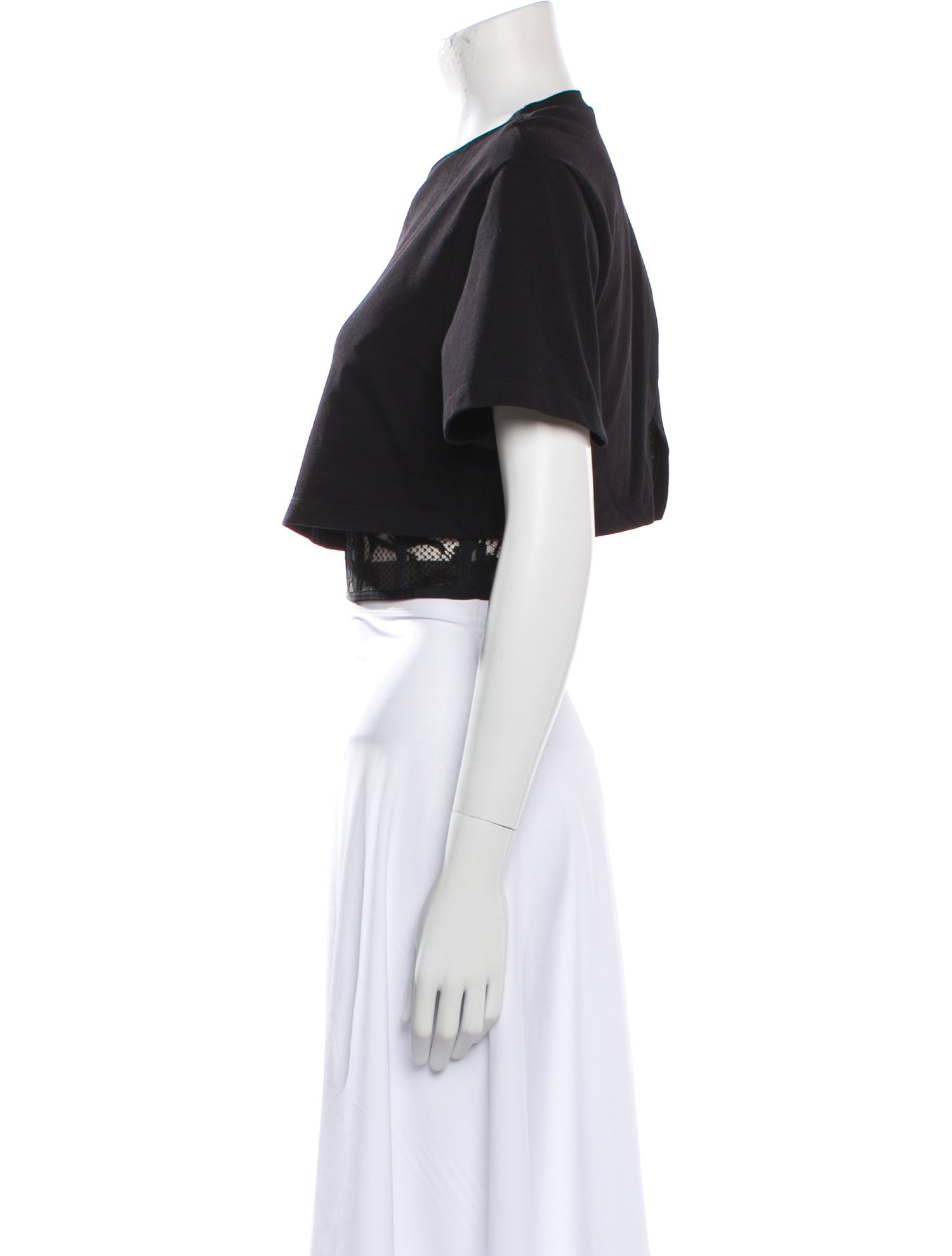 Alexander McQueen Crew Neck Short Sleeve Crop Top