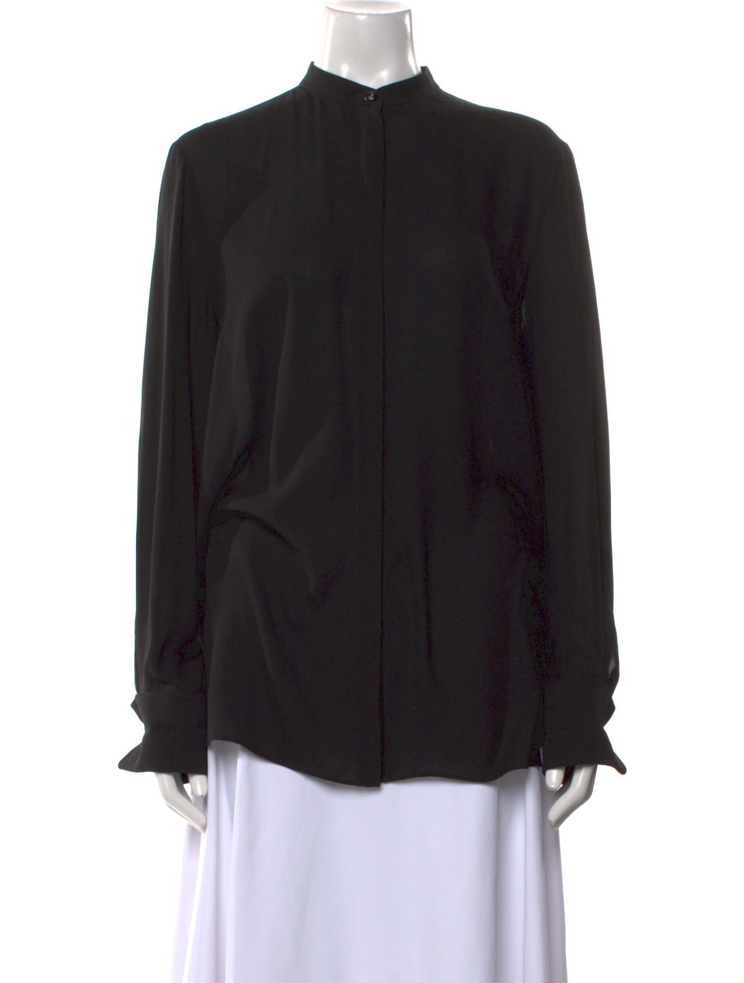 Alexander McQueen Silk Mock Neck Button-Up Top