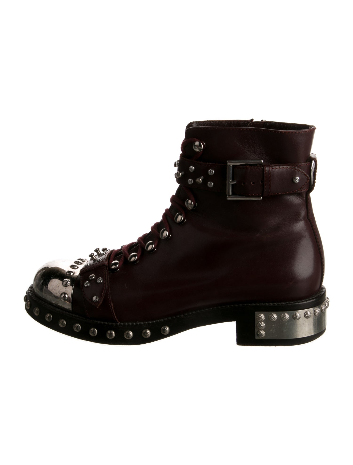 Alexander McQueen Leather Studded Accents Combat Boots