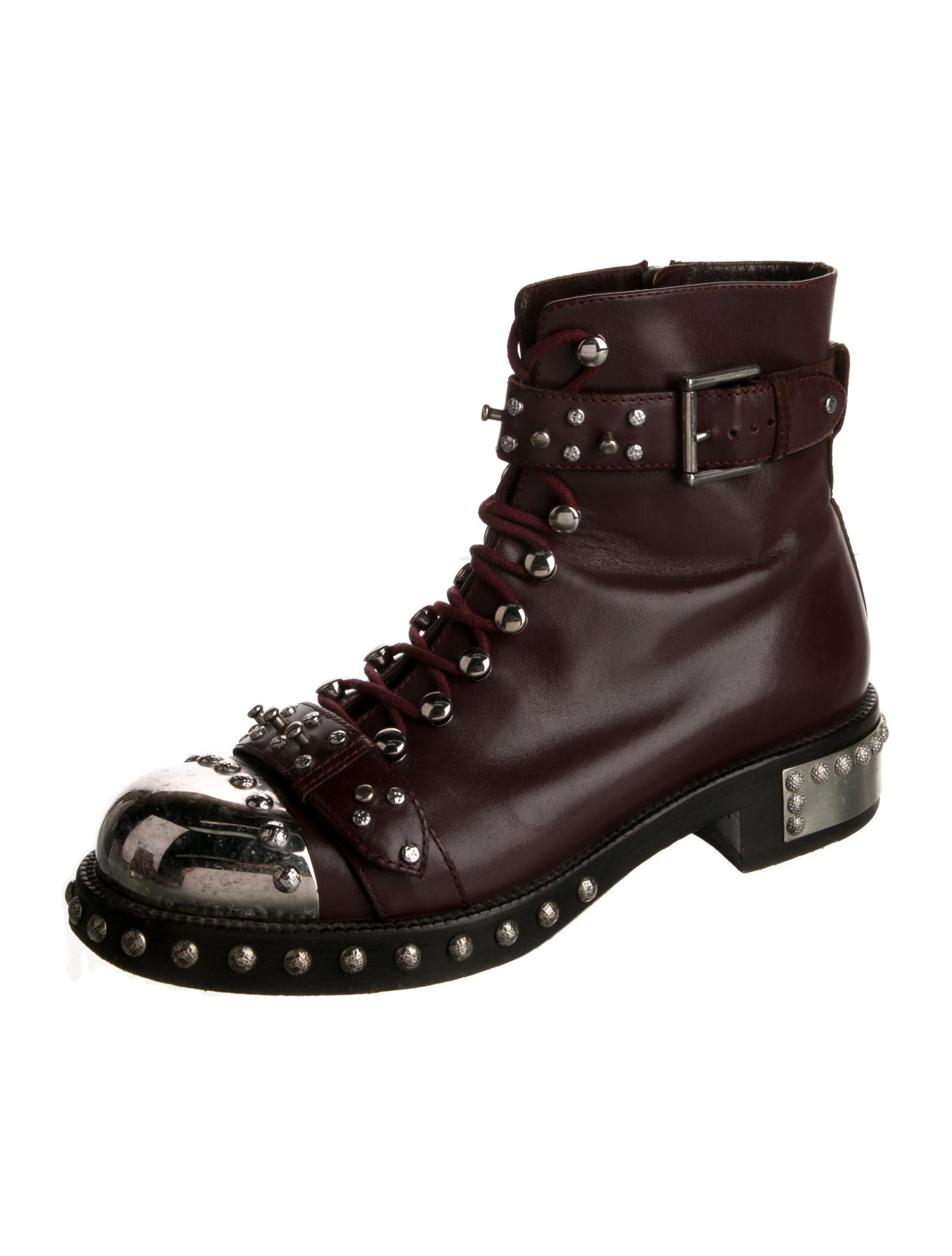 Alexander McQueen Leather Studded Accents Combat Boots