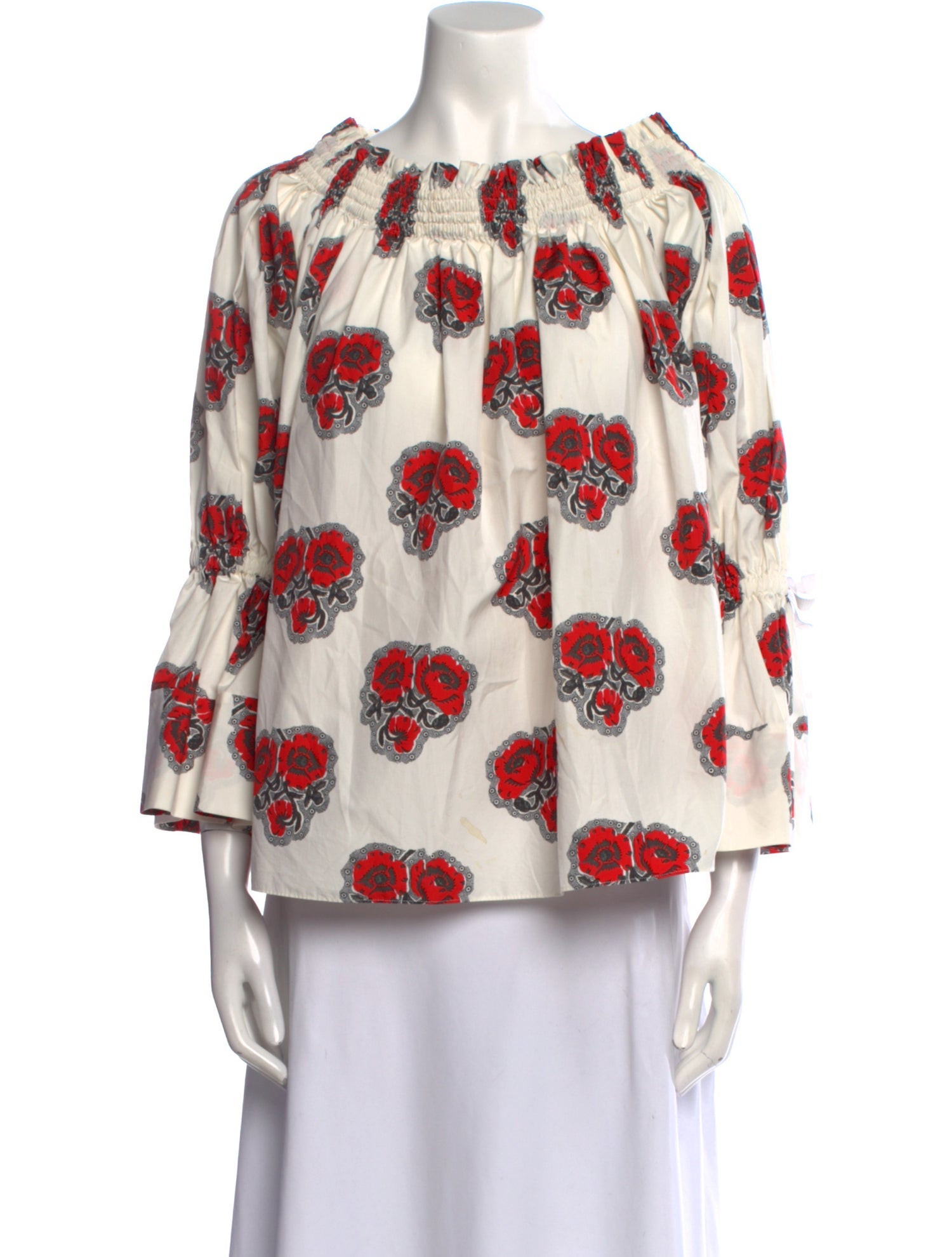 Alexander McQueen Printed Bateau Neckline Blouse