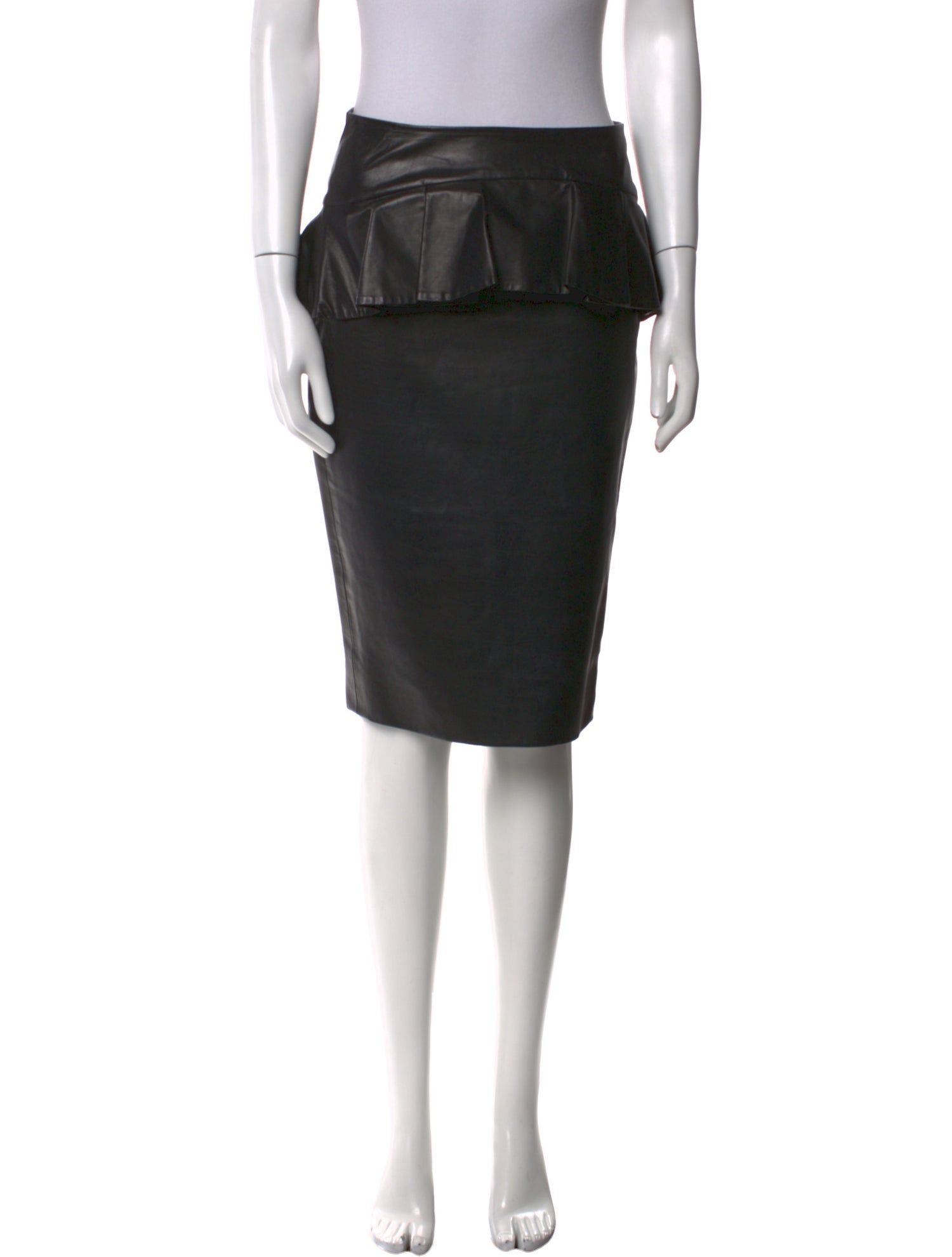 Alexander McQueen Leather Knee-Length Skirt
