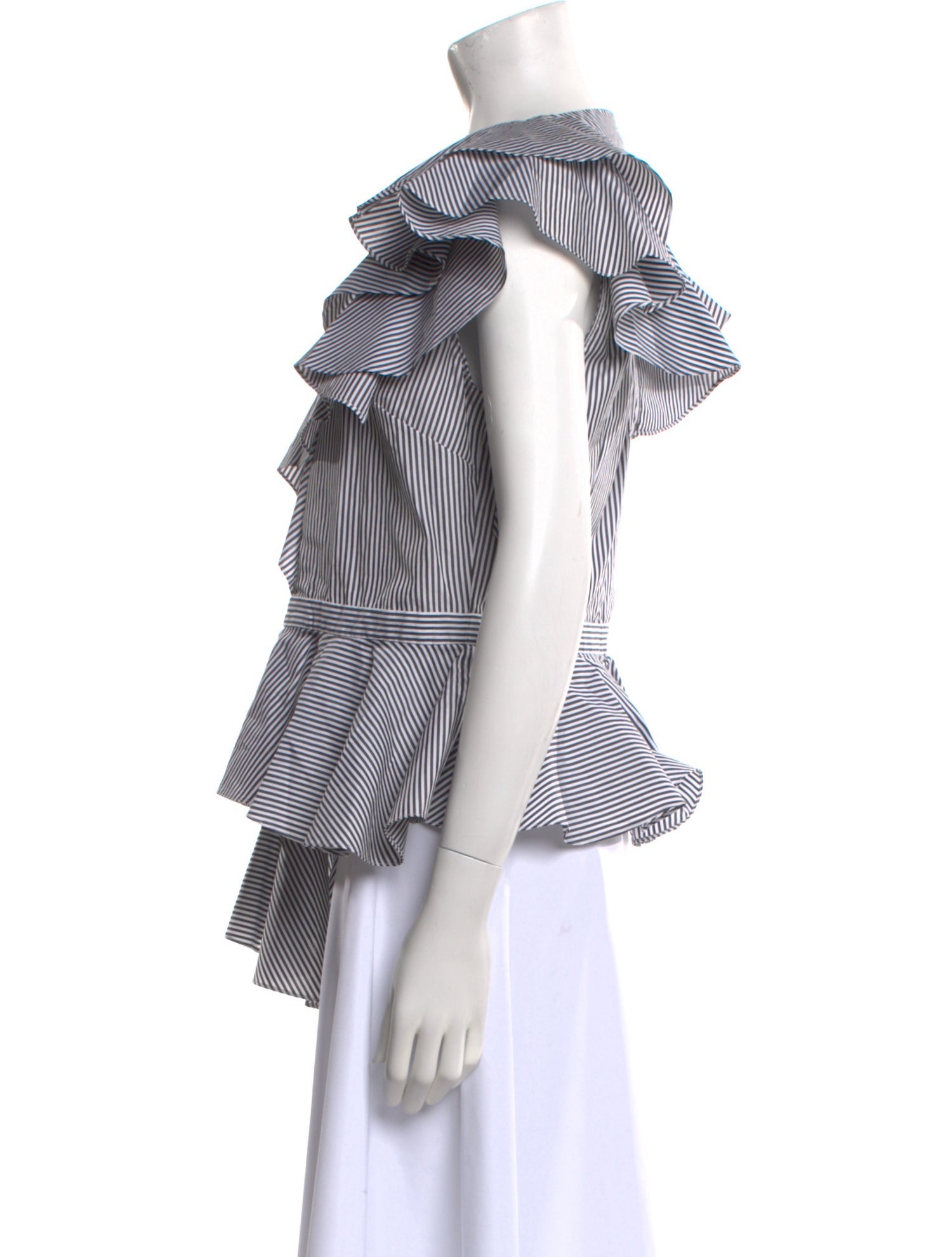 Alexander McQueen Striped One-Shoulder Blouse