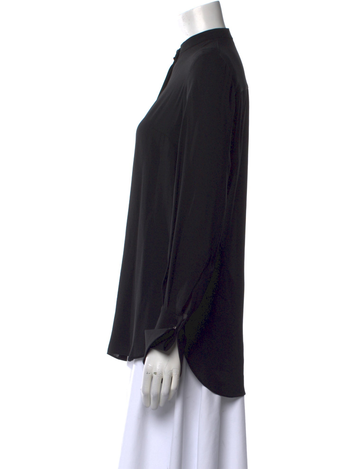 Alexander McQueen Silk Mock Neck Button-Up Top