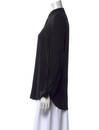 Alexander McQueen Silk Mock Neck Button-Up Top