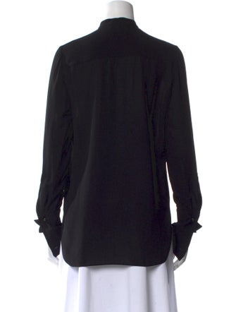Alexander McQueen Silk Mock Neck Button-Up Top