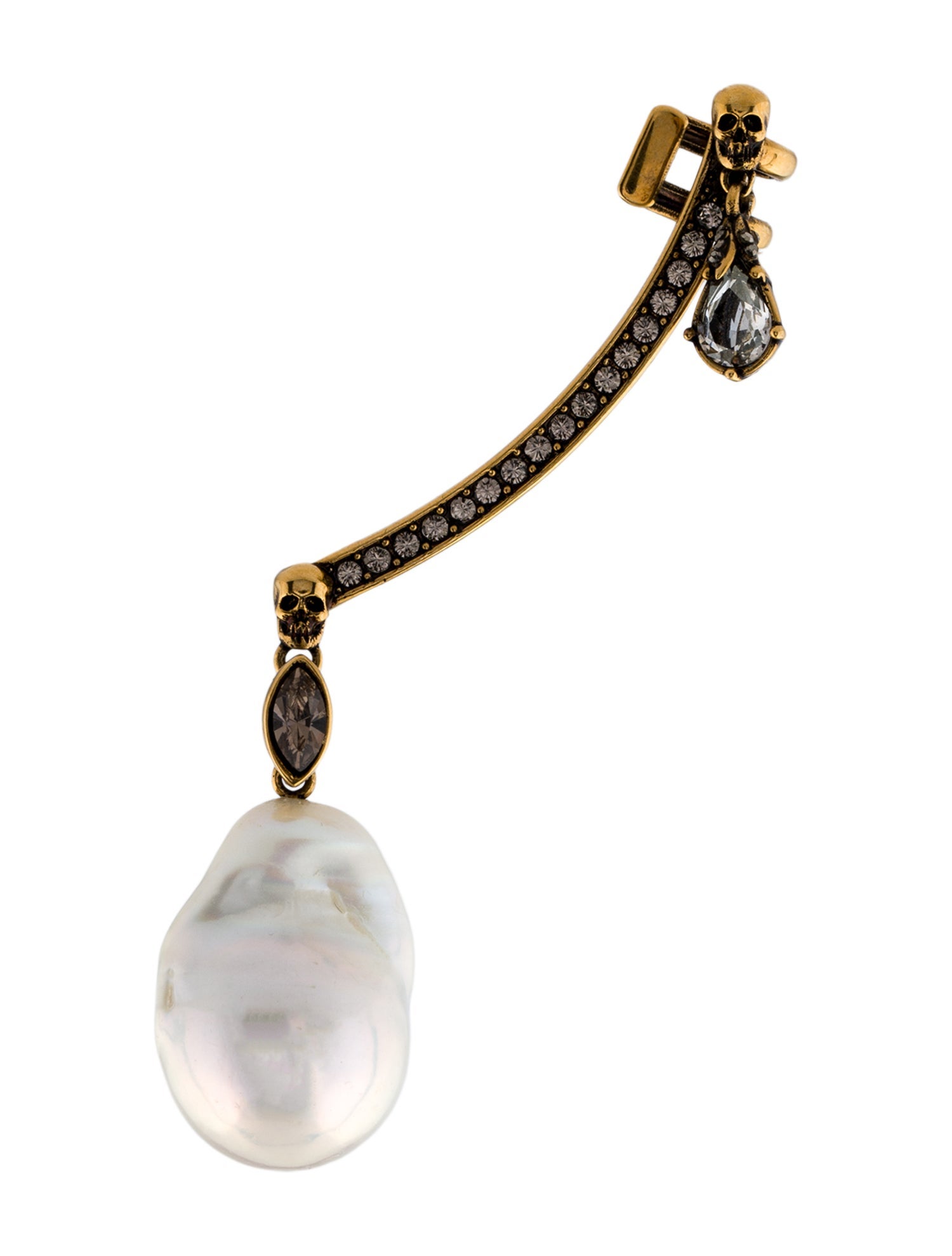 Alexander McQueen Faux Pearl & Crystal Skull Ear Cuff