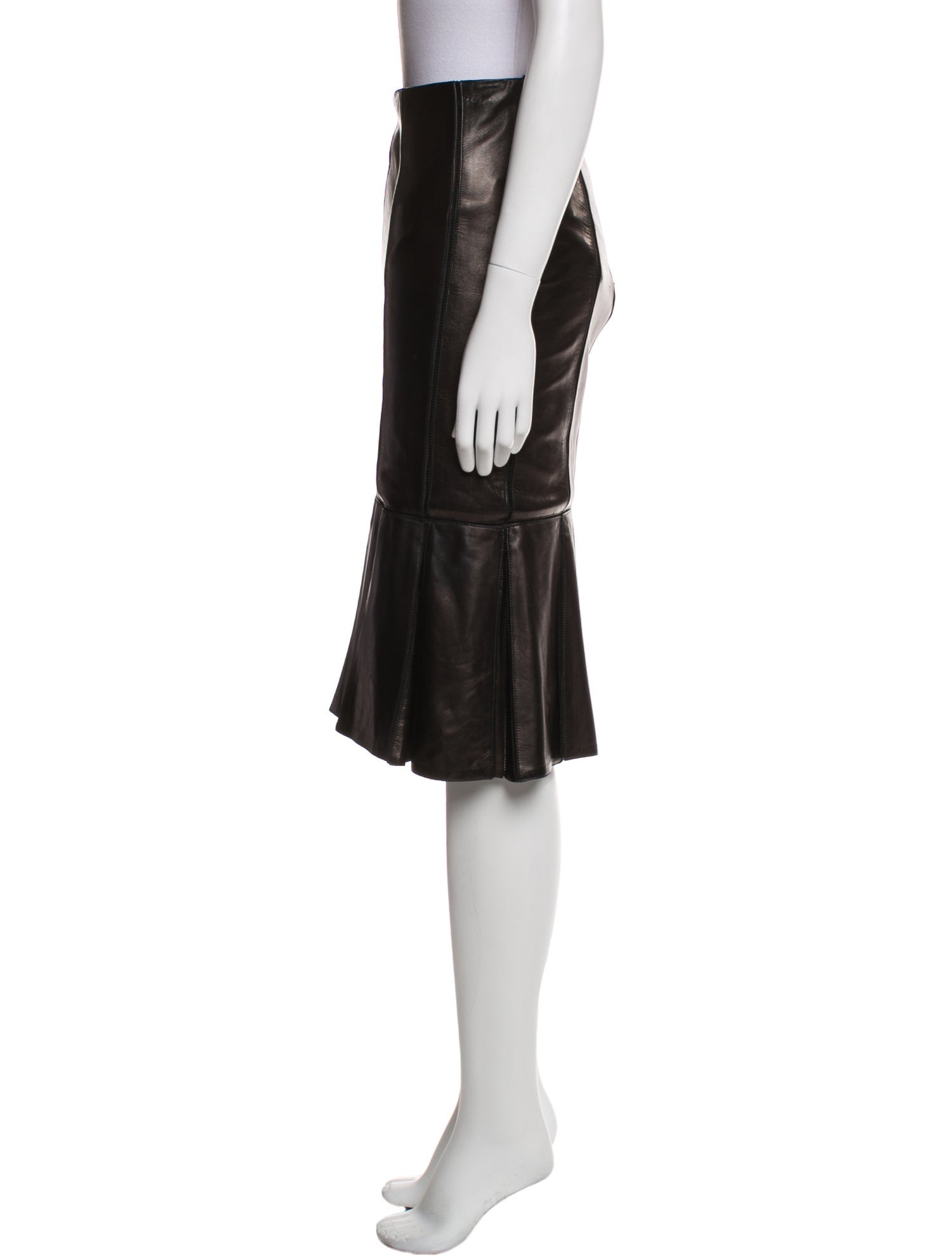 Alexander McQueen Leather Knee-Length Skirt