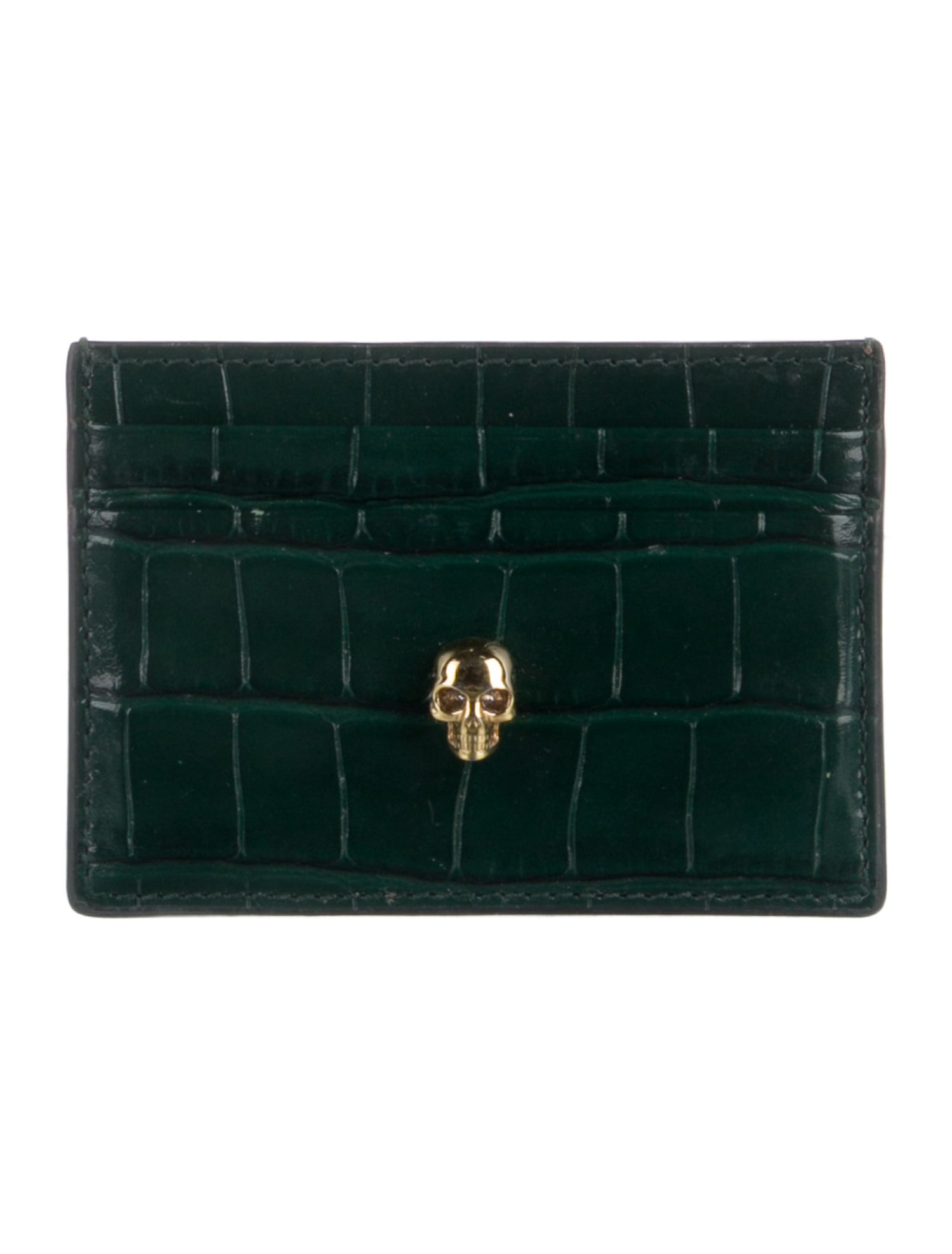 Alexander McQueen Skull Embossed Leather Card Holder
