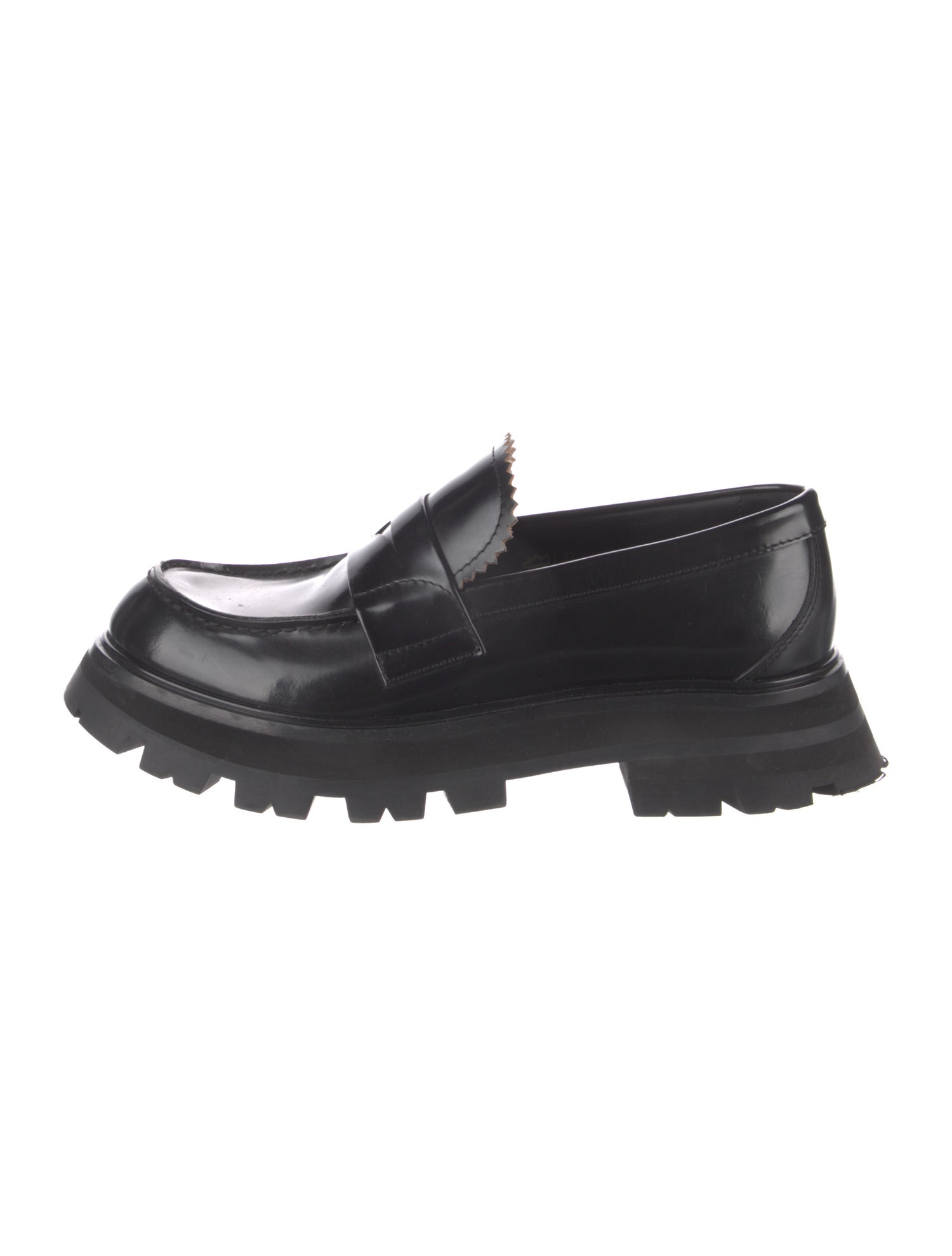 Alexander McQueen Leather Scalloped Accent Loafers