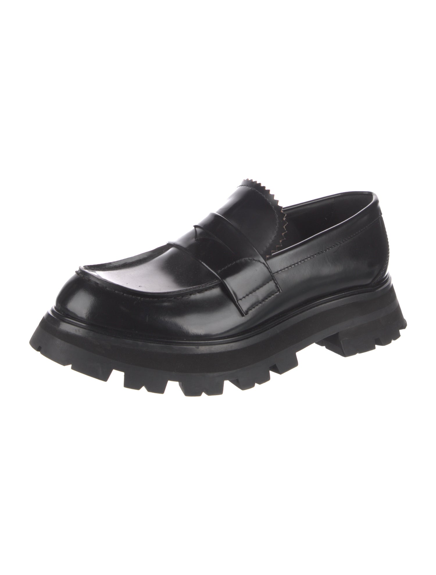 Alexander McQueen Leather Scalloped Accent Loafers
