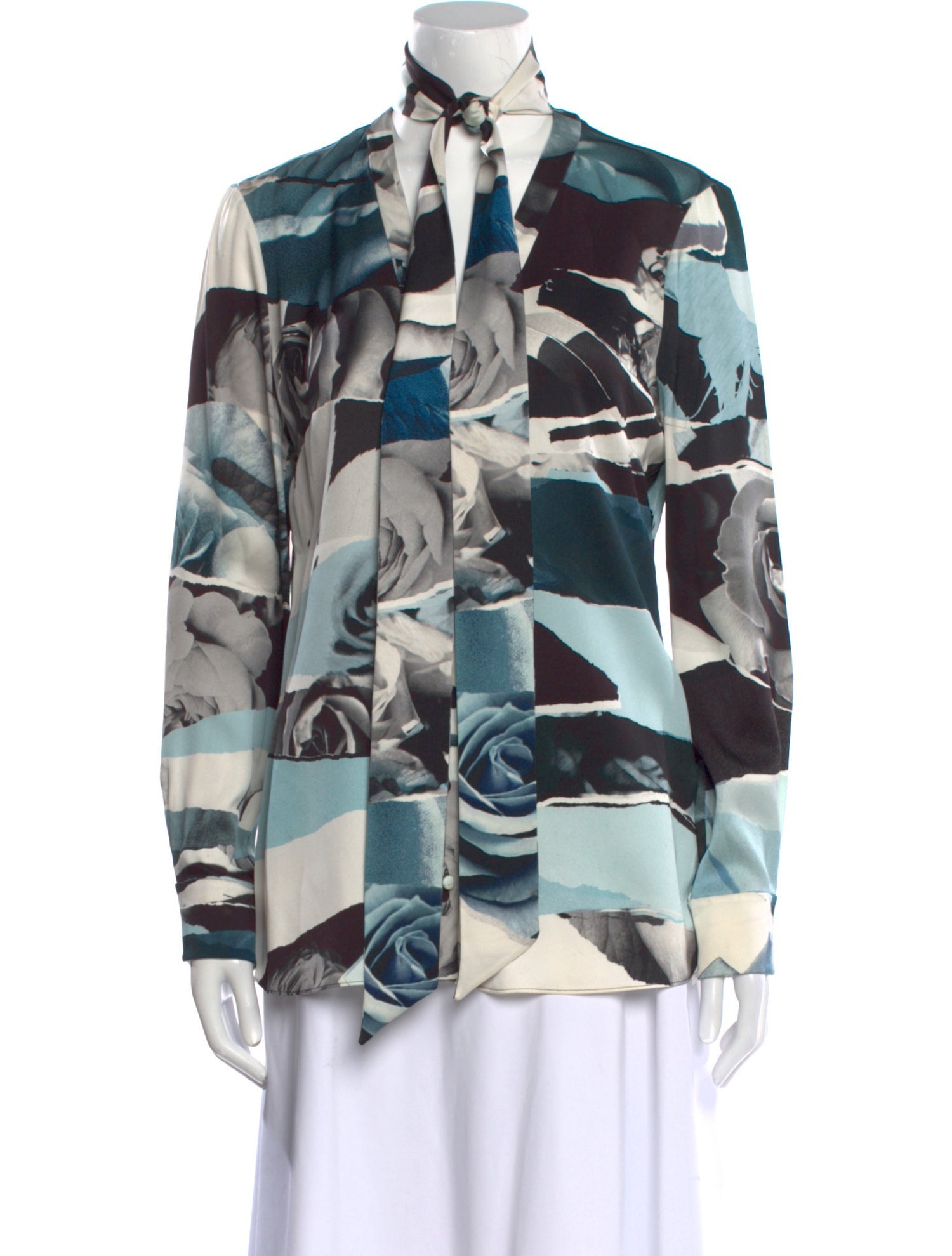 Alexander McQueen Silk Printed Button-Up Top