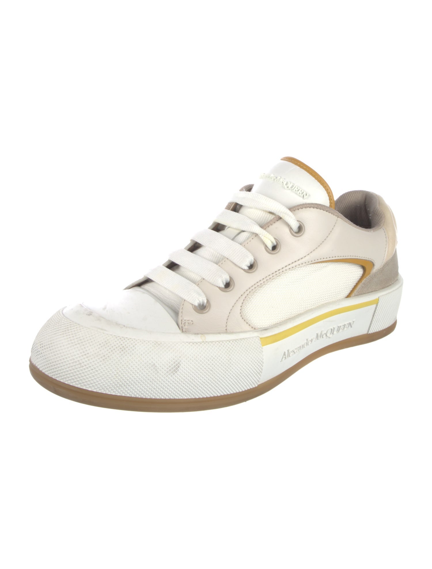 Alexander McQueen Canvas Leather Trim Embellishment Sneakers
