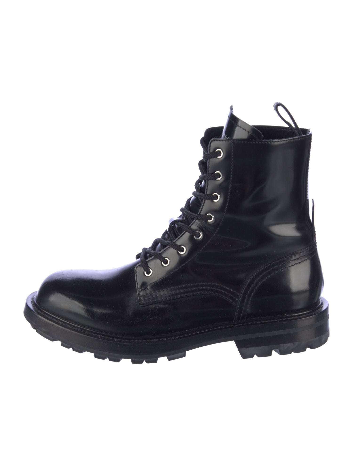 Alexander McQueen Patent Leather Combat Boots