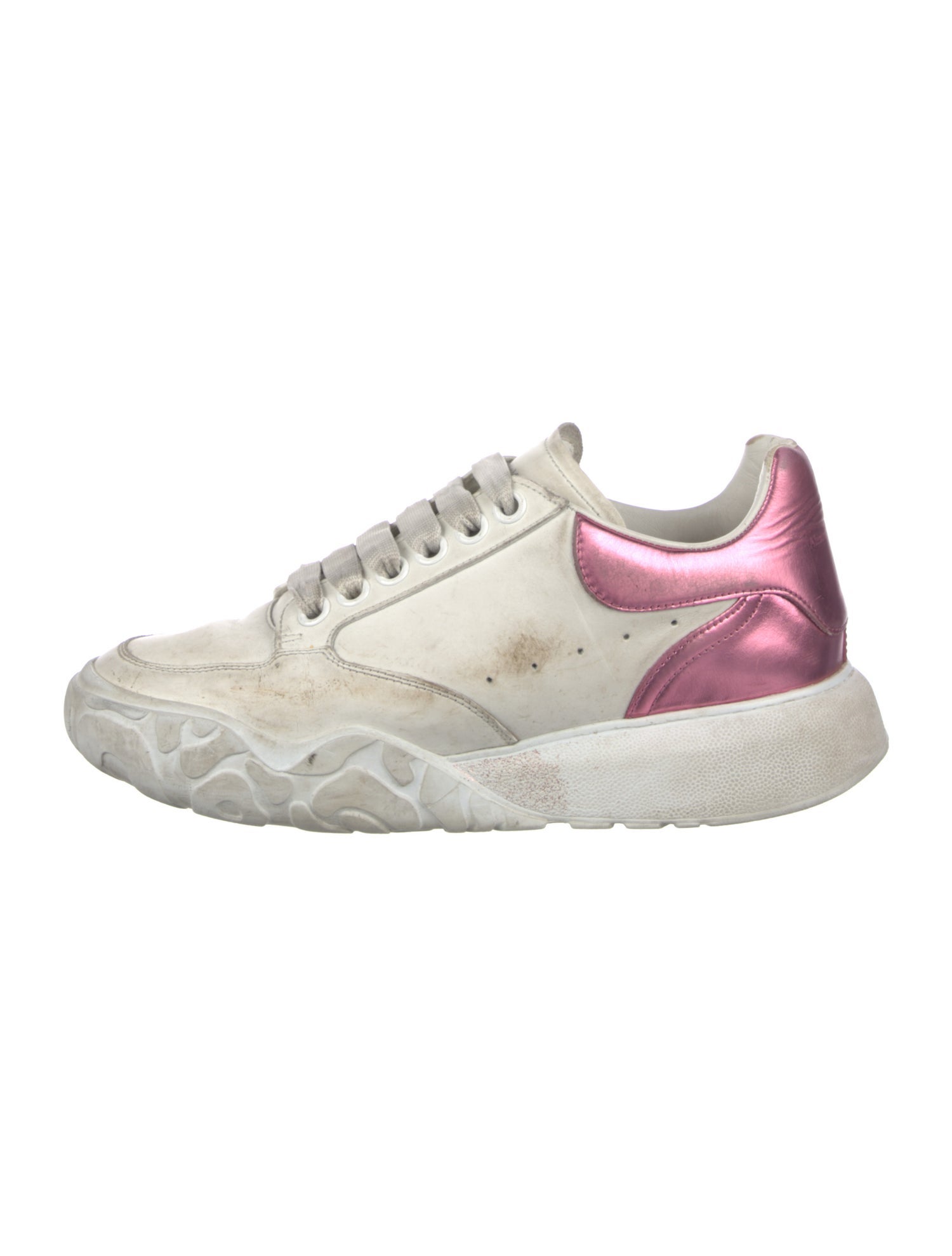 Alexander McQueen Leather Colorblock Pattern Sneakers