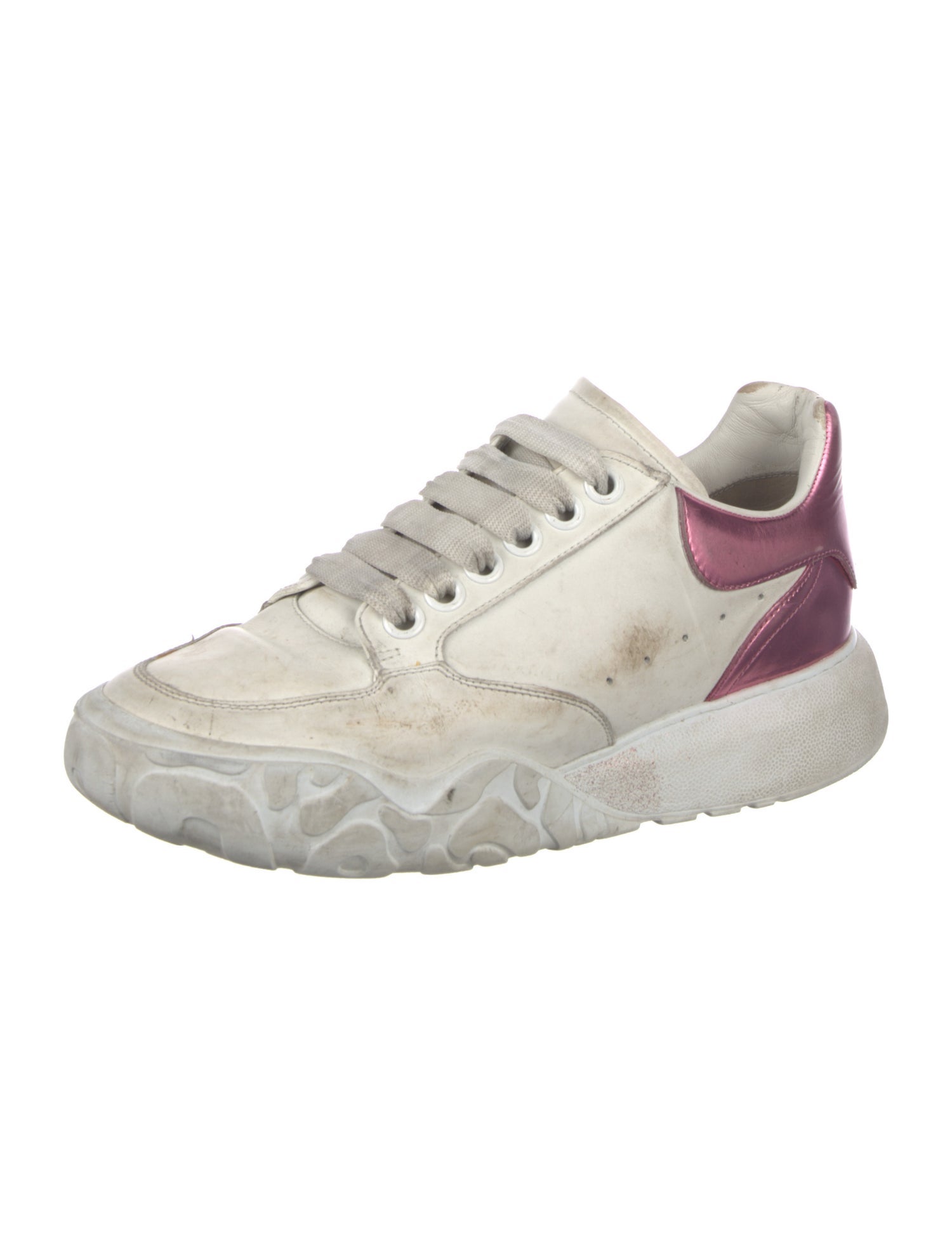 Alexander McQueen Leather Colorblock Pattern Sneakers