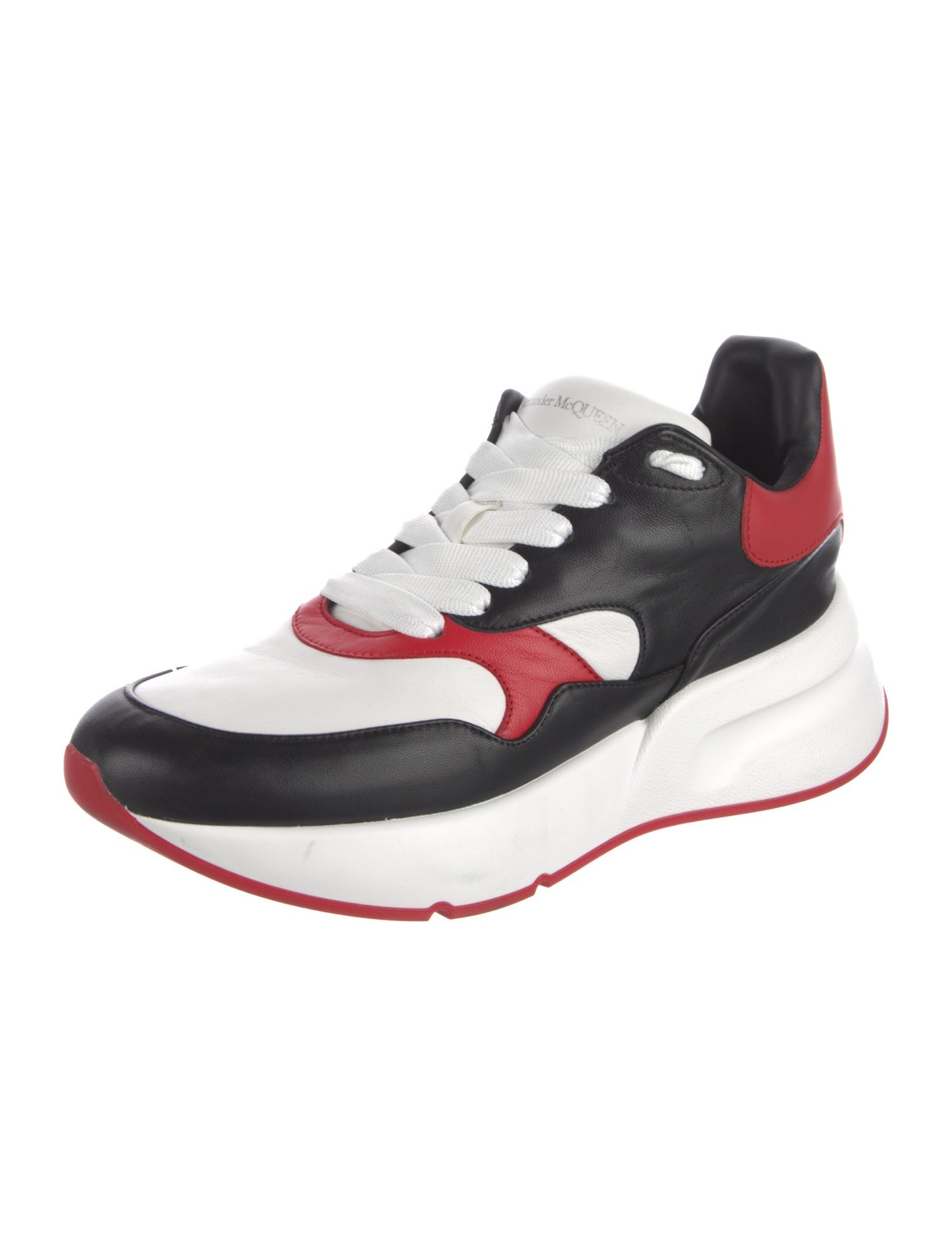 Alexander McQueen Leather Colorblock Pattern Athletic Sneakers