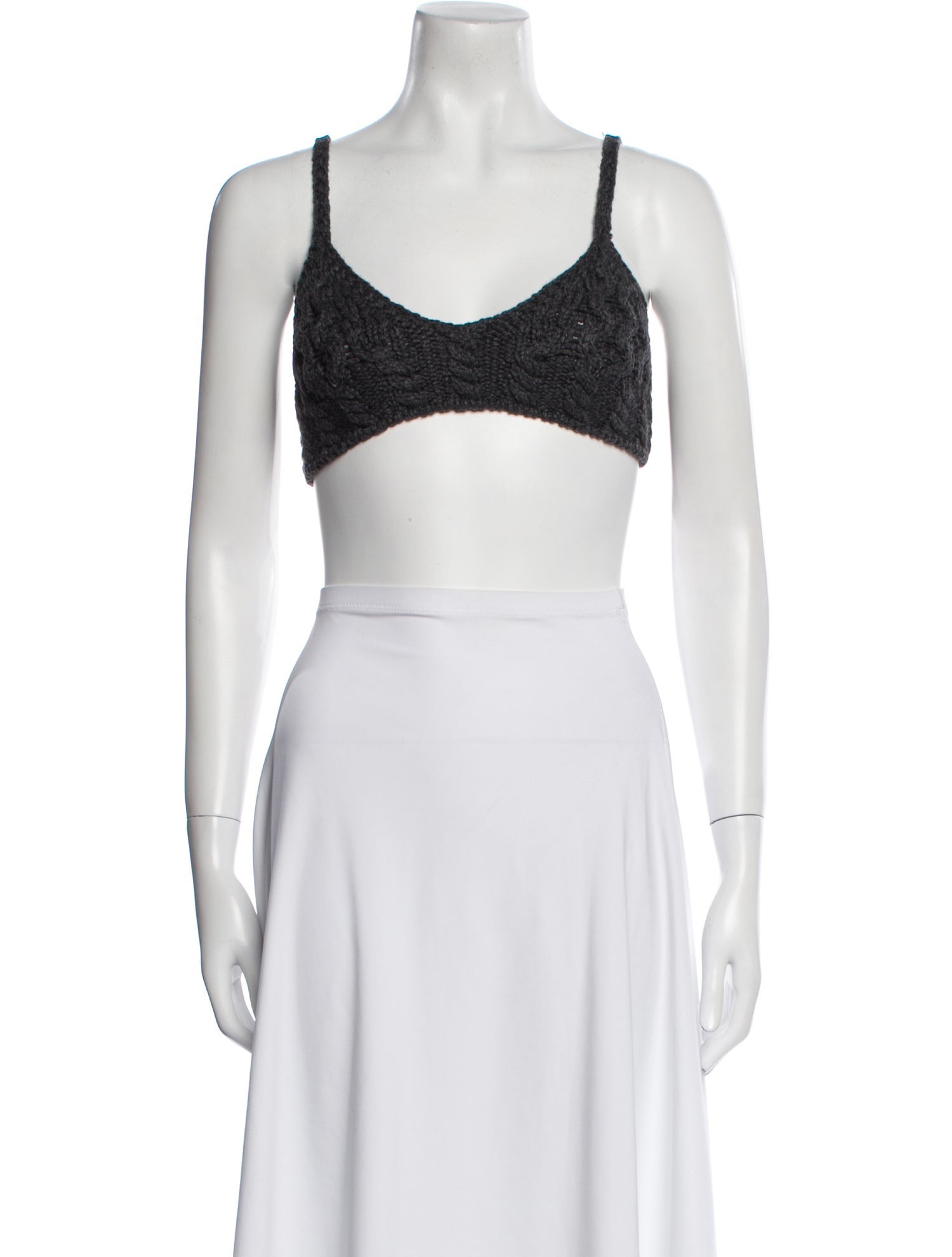 Alexander McQueen Wool Scoop Neck Crop Top