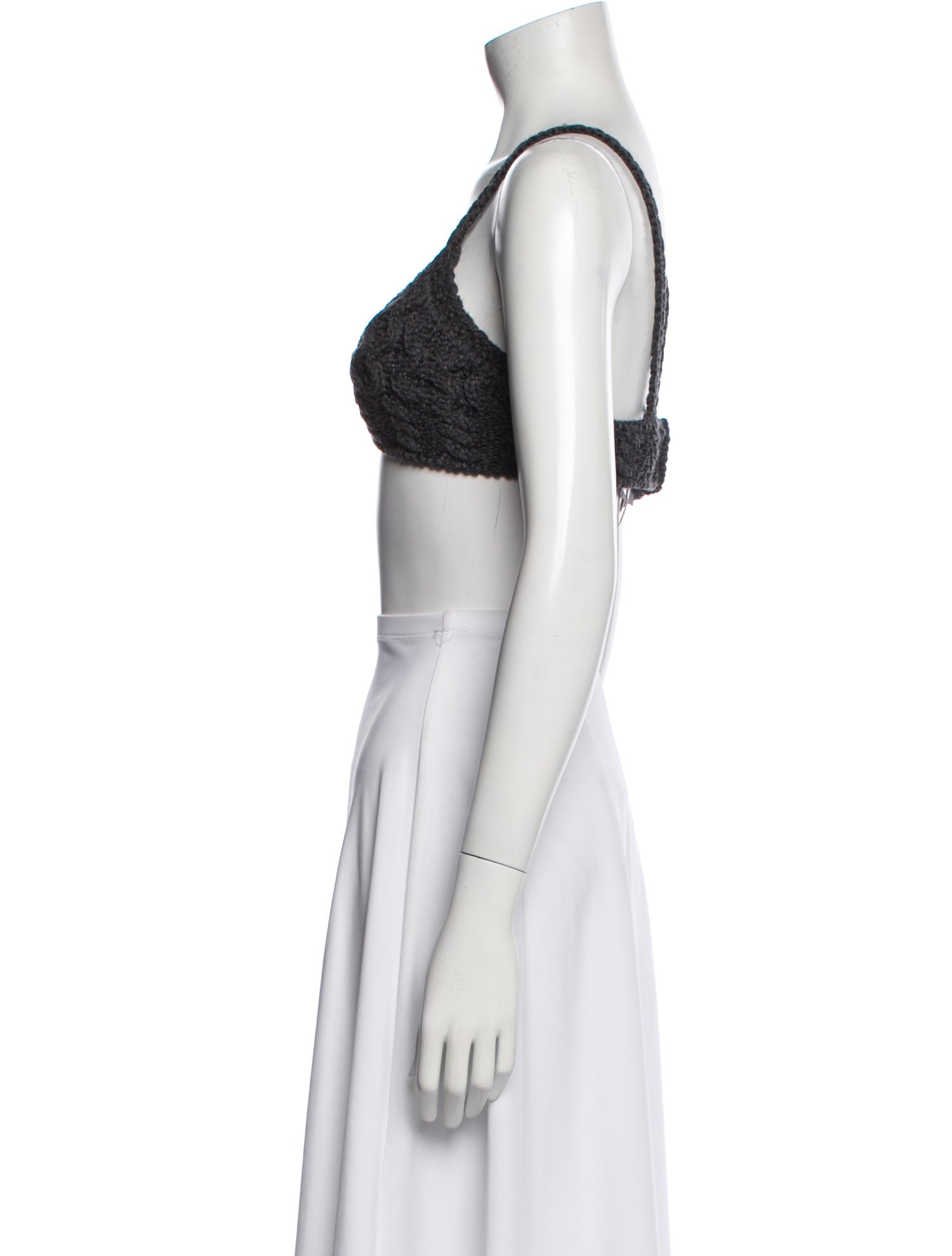 Alexander McQueen Wool Scoop Neck Crop Top