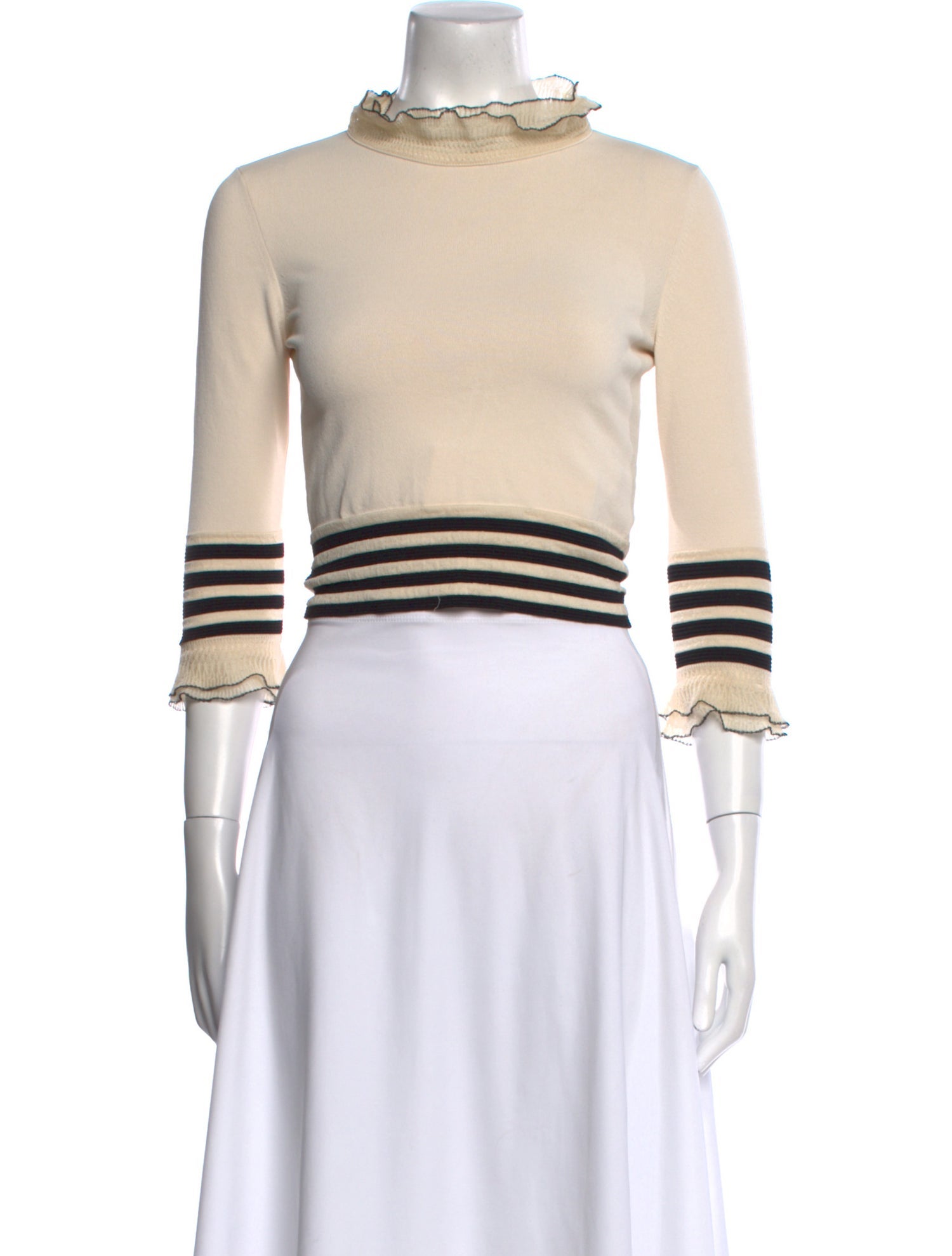 Alexander McQueen Striped Mock Neck Crop Top