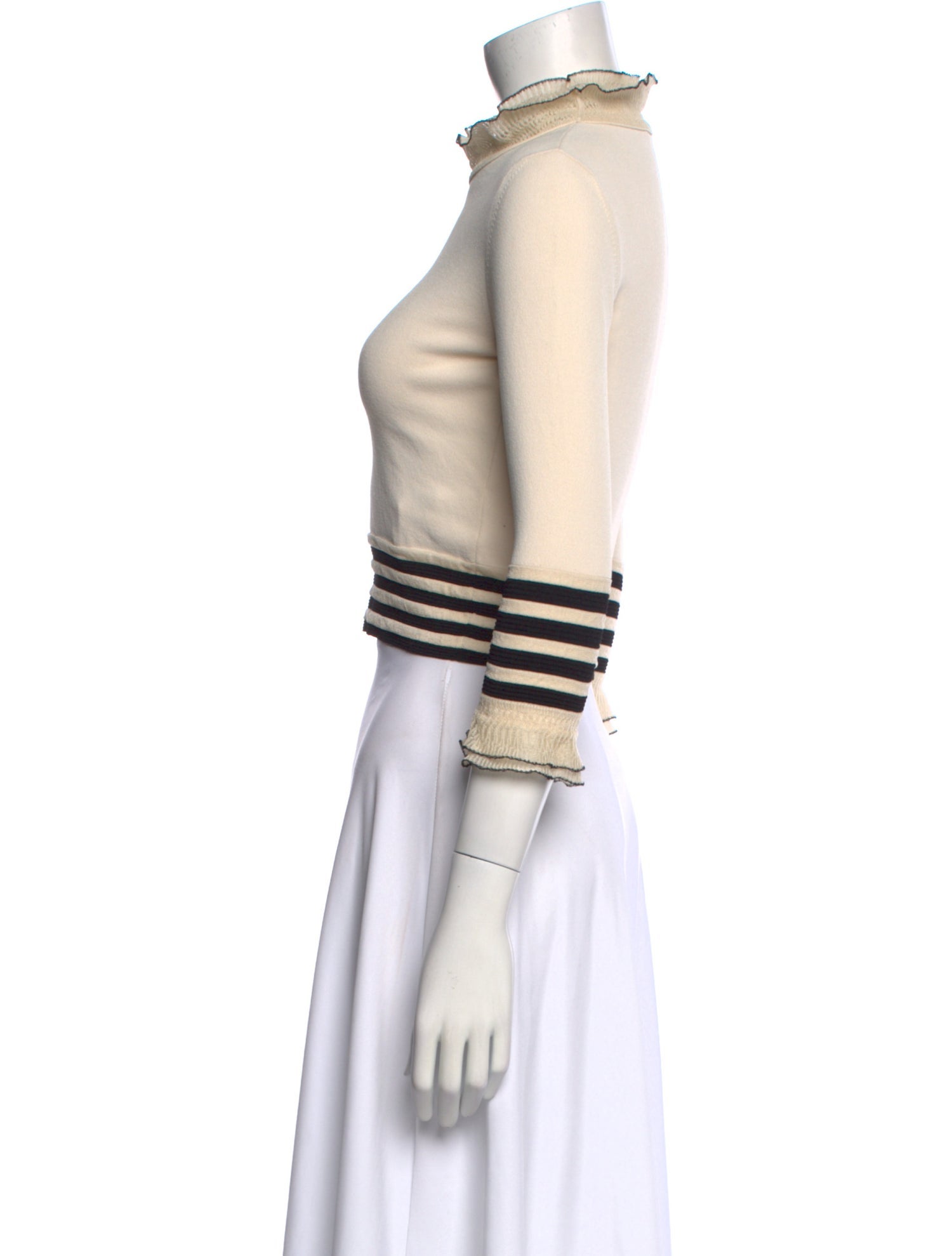 Alexander McQueen Striped Mock Neck Crop Top