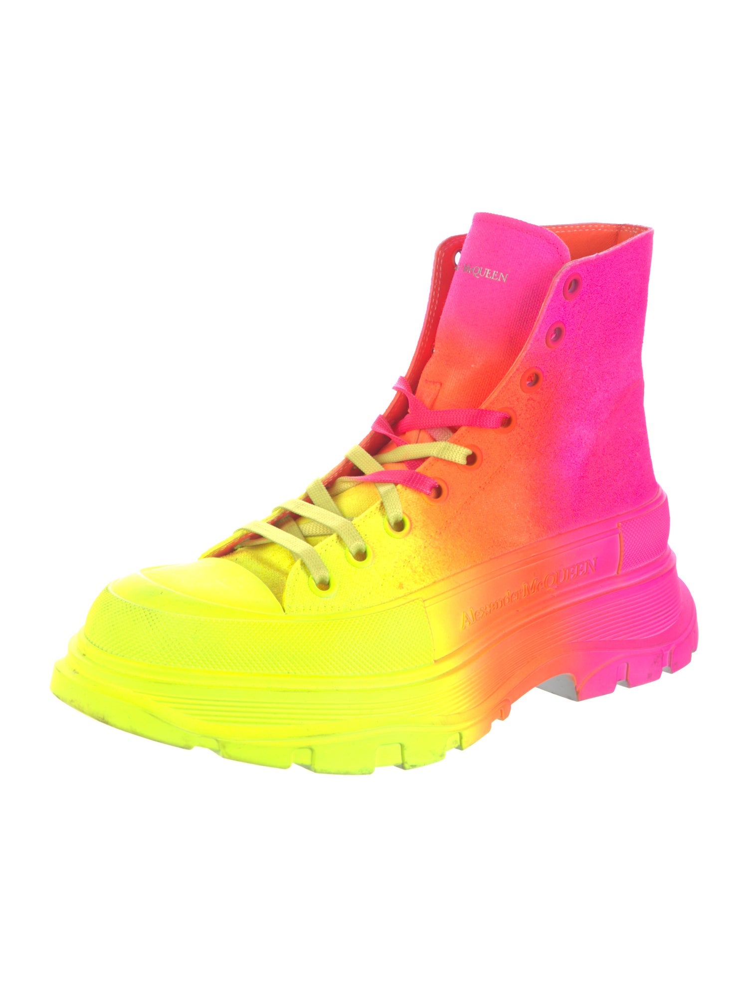 Alexander McQueen Canvas Tie-Dye Print Combat Boots