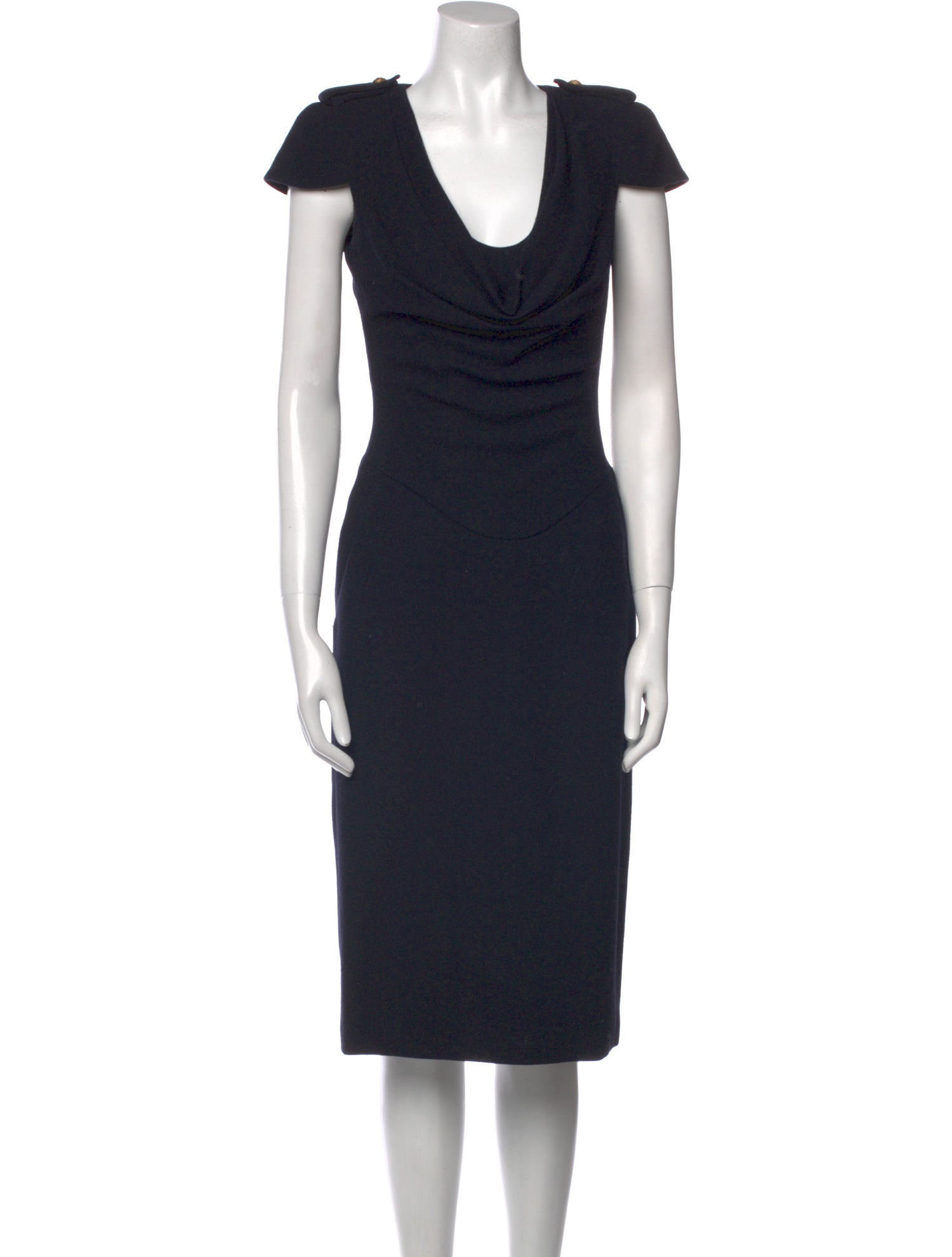 Alexander McQueen Cowl Neck Midi Length Dress