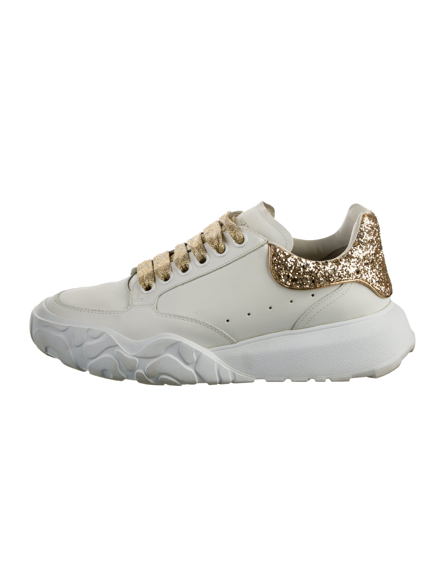 Alexander McQueen Leather Glitter Accents Sneakers