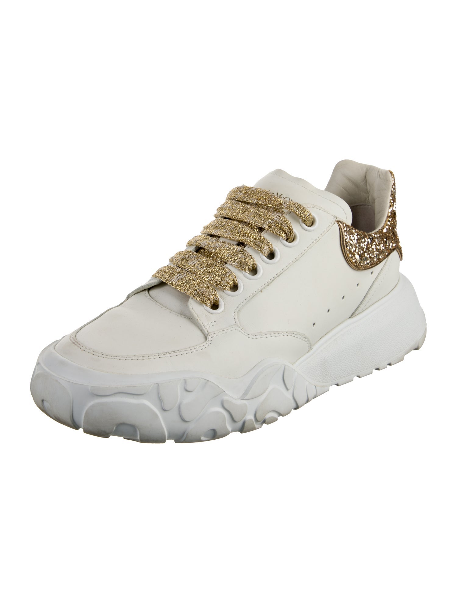 Alexander McQueen Leather Glitter Accents Sneakers