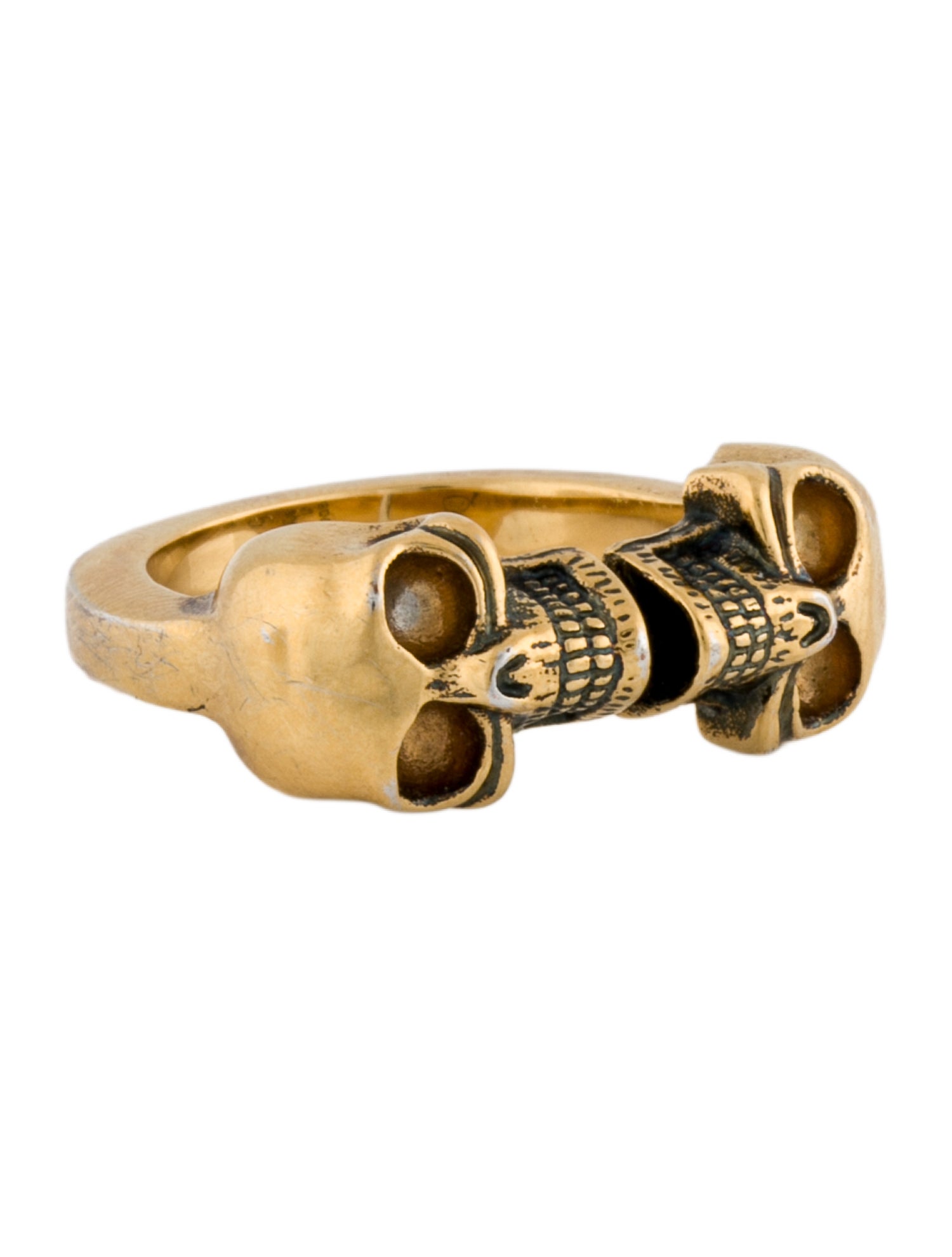 Alexander McQueen Twin Skull Band Ring
