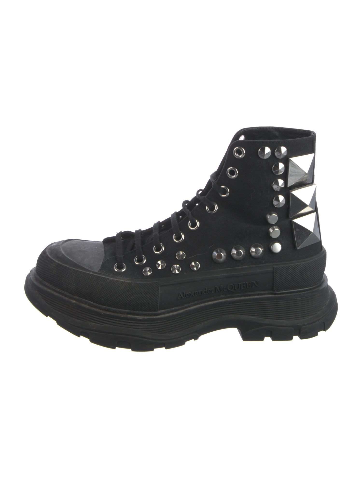Alexander McQueen Canvas Studded Accents Hiking Boots