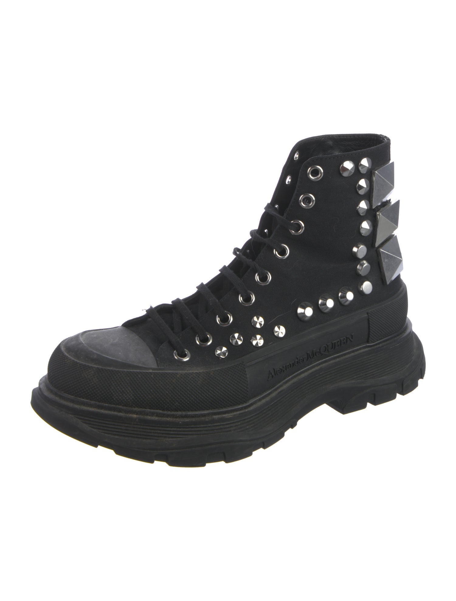 Alexander McQueen Canvas Studded Accents Hiking Boots