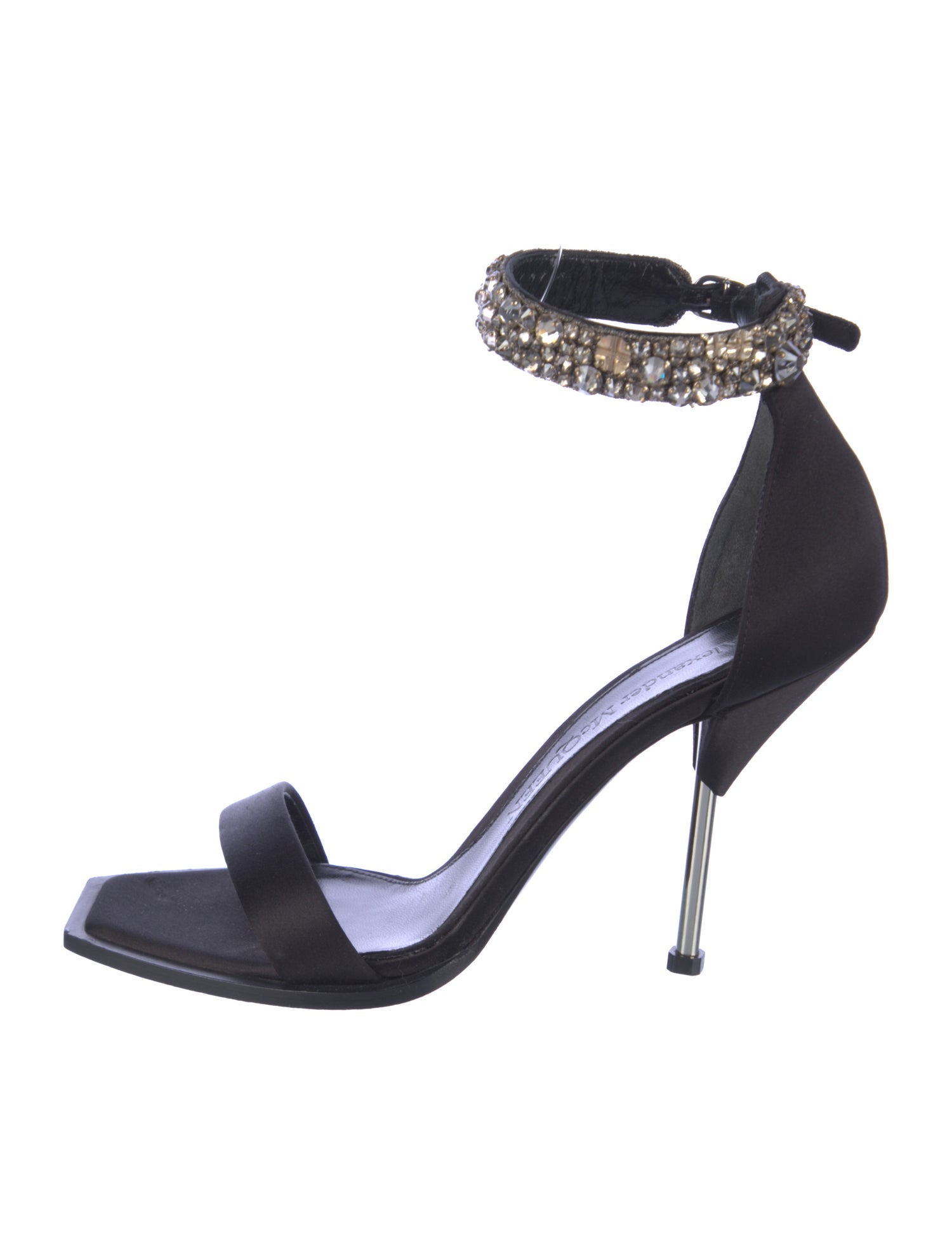 Alexander McQueen Satin Crystal Embellishments Sandals