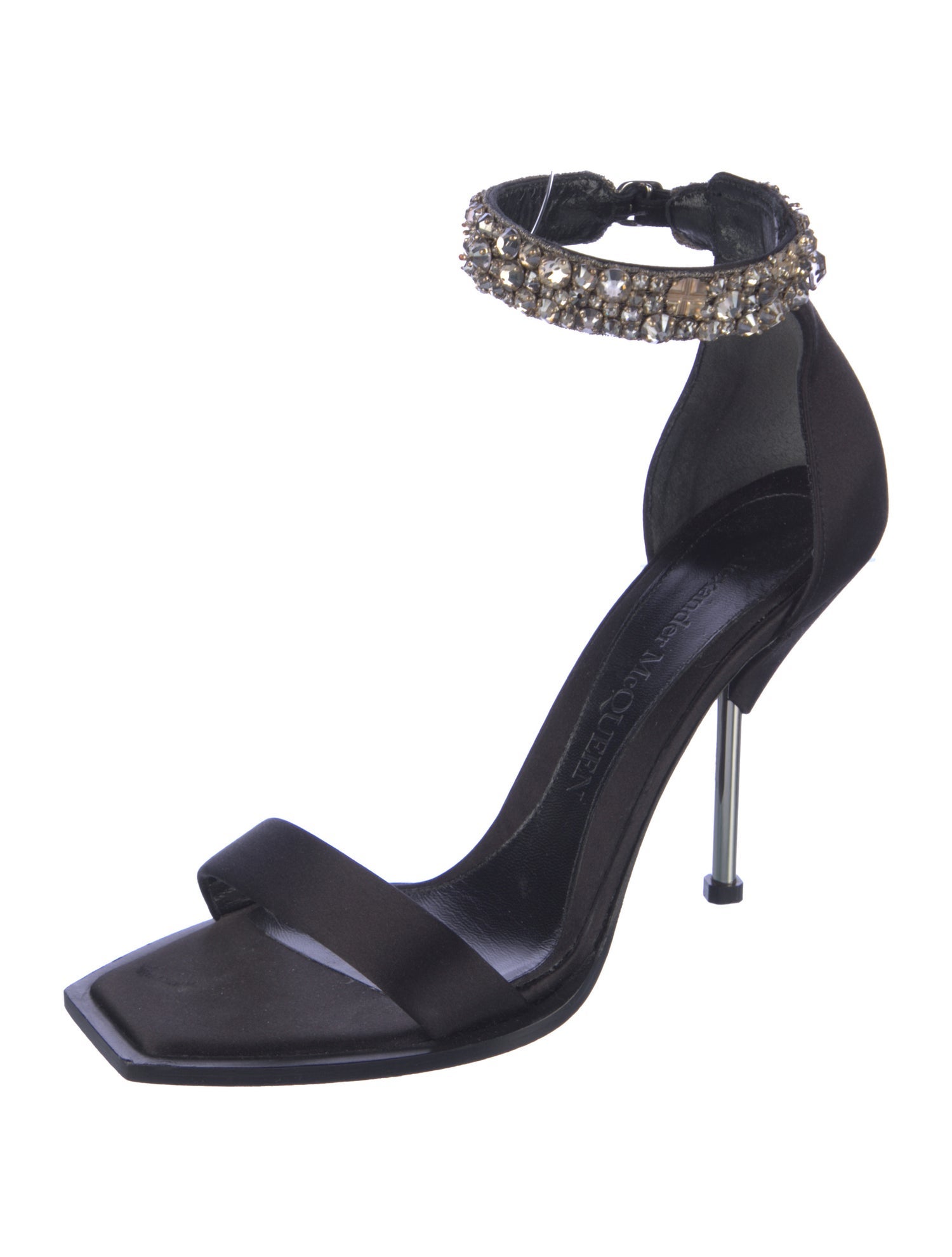 Alexander McQueen Satin Crystal Embellishments Sandals