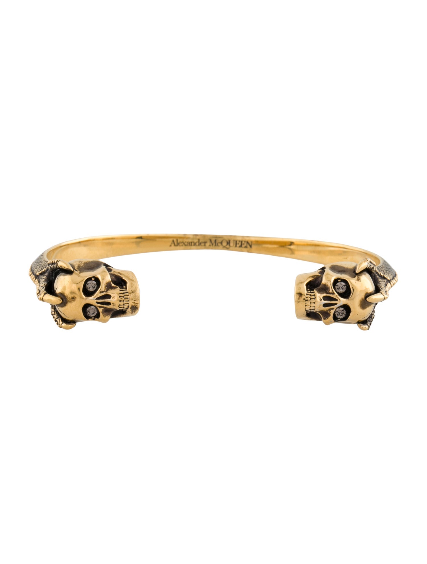 Alexander McQueen Crystal 'Victorian' Double Skull Cuff Bracelet