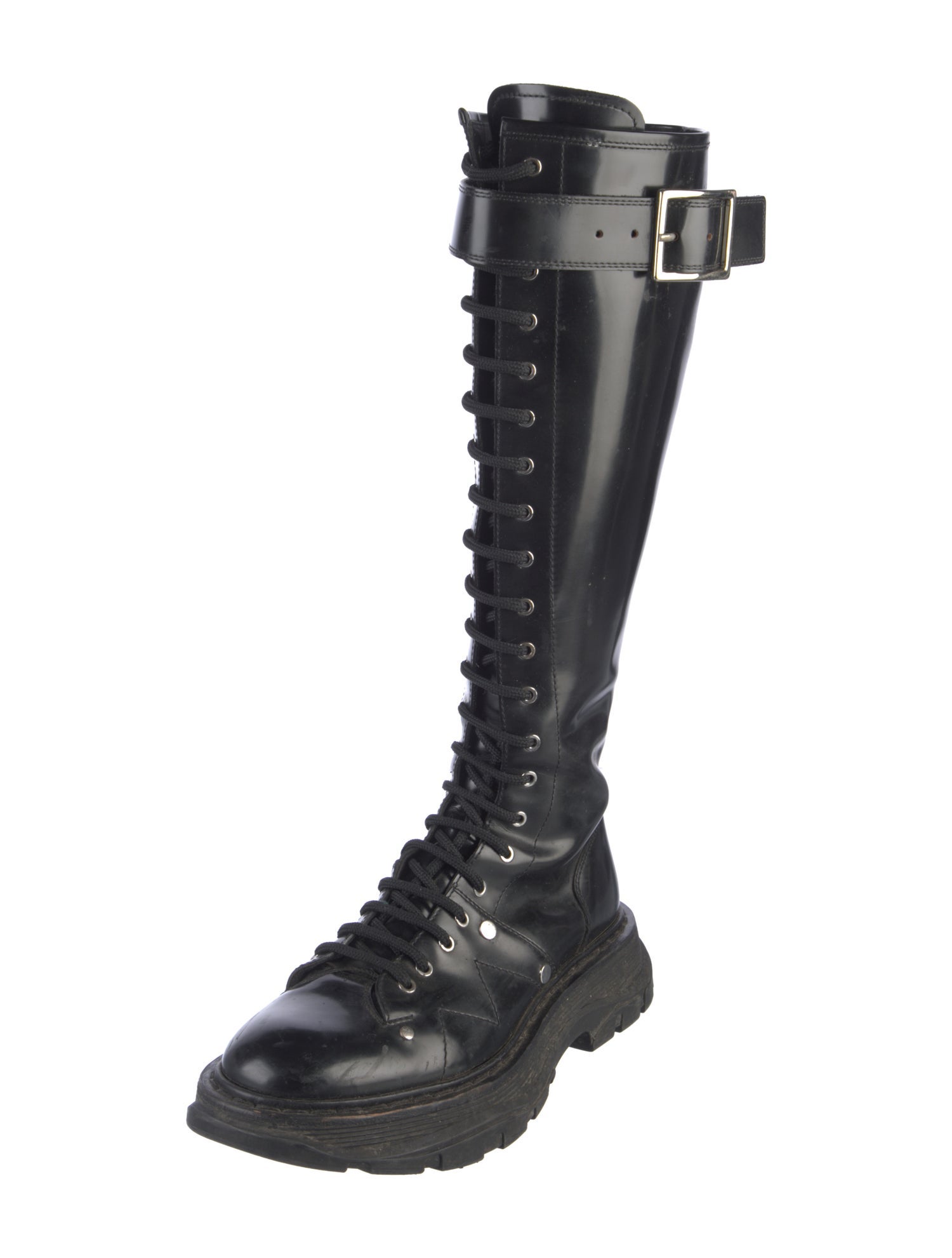 Alexander McQueen Leather Combat Boots