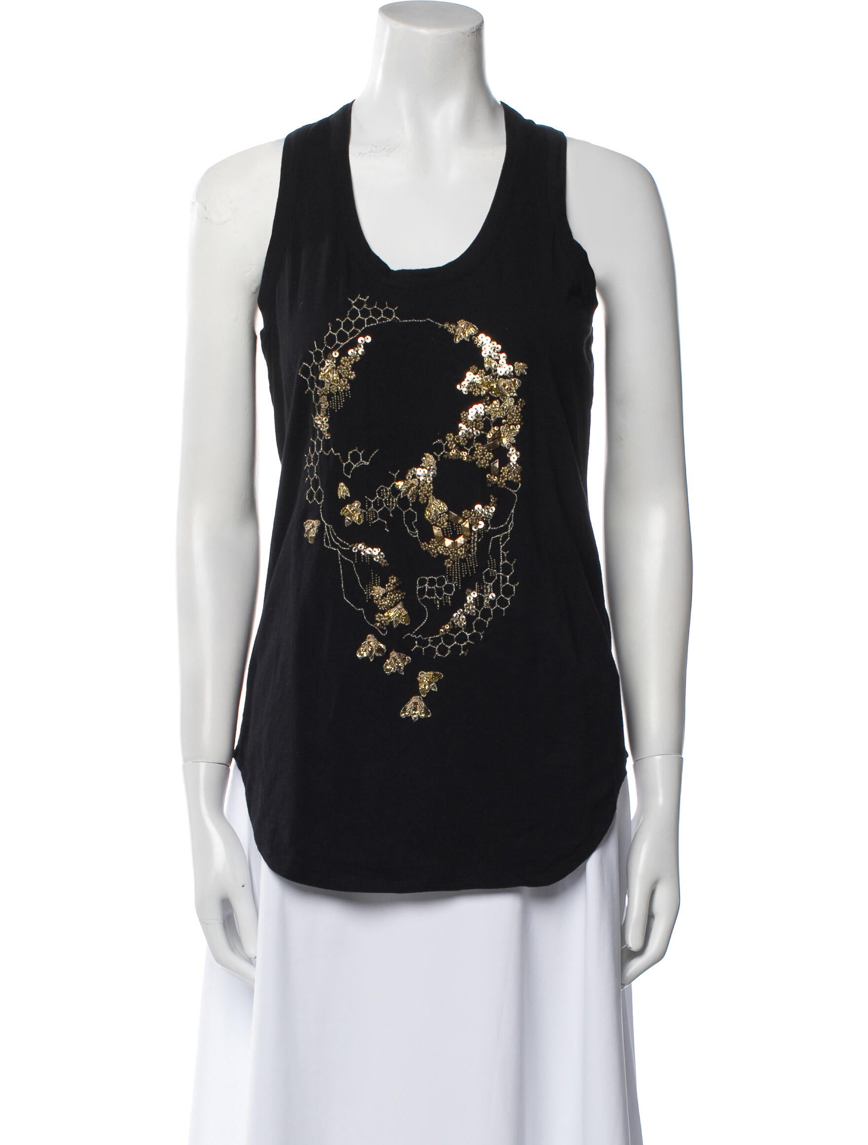 Alexander McQueen Graphic Print Scoop Neck Top